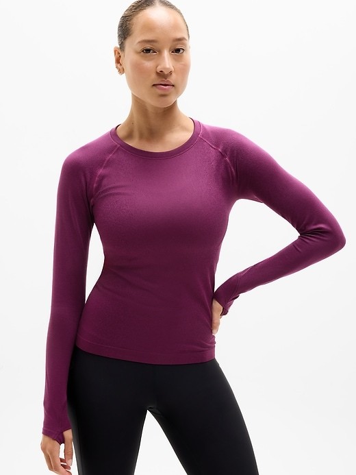 Athleta XL Extra Large Momentum Seamless Top Plum Contour NWT! #769361