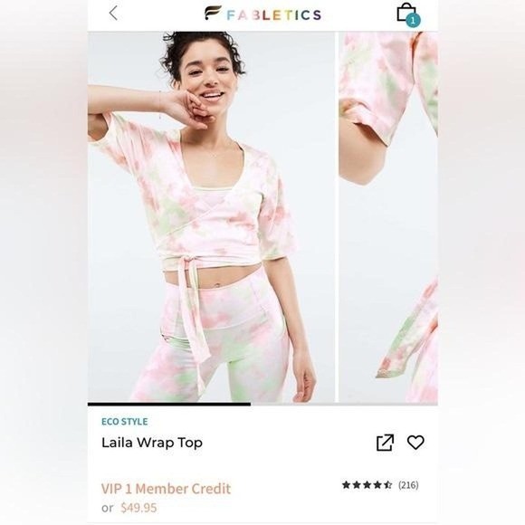 Fabletics Wrap Maddie Ziegler, Pixie Ethereal Tie-Dye Cropped Workout Boho Fairy