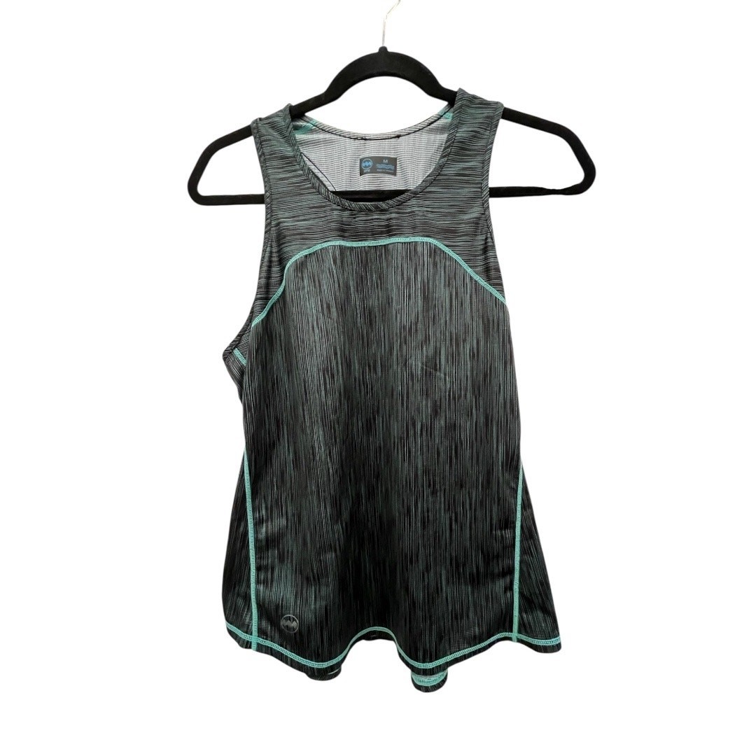 Janji Women’s Performance Tank Top Black Green Striped Size Medium