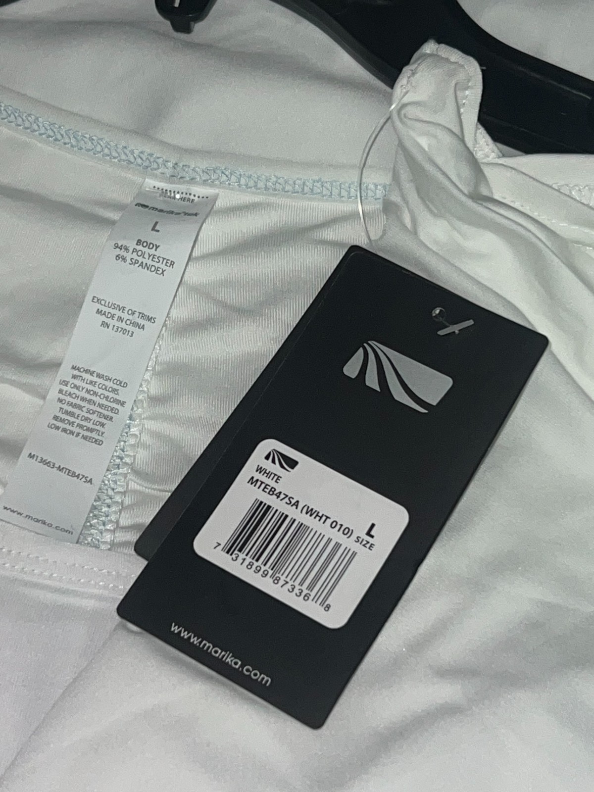 New MARIKA Tek Performance Stretch Active T-Shirt L White NWT
