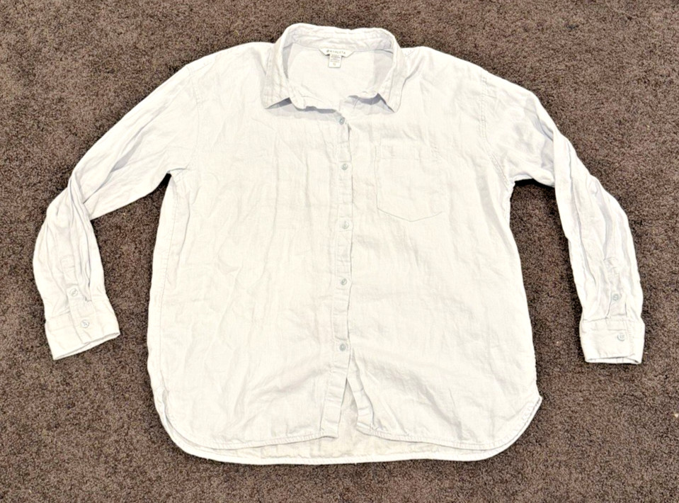 Athleta Retreat Linen Top Light Blue Shirt Loose Button Down Airy Women’s XL