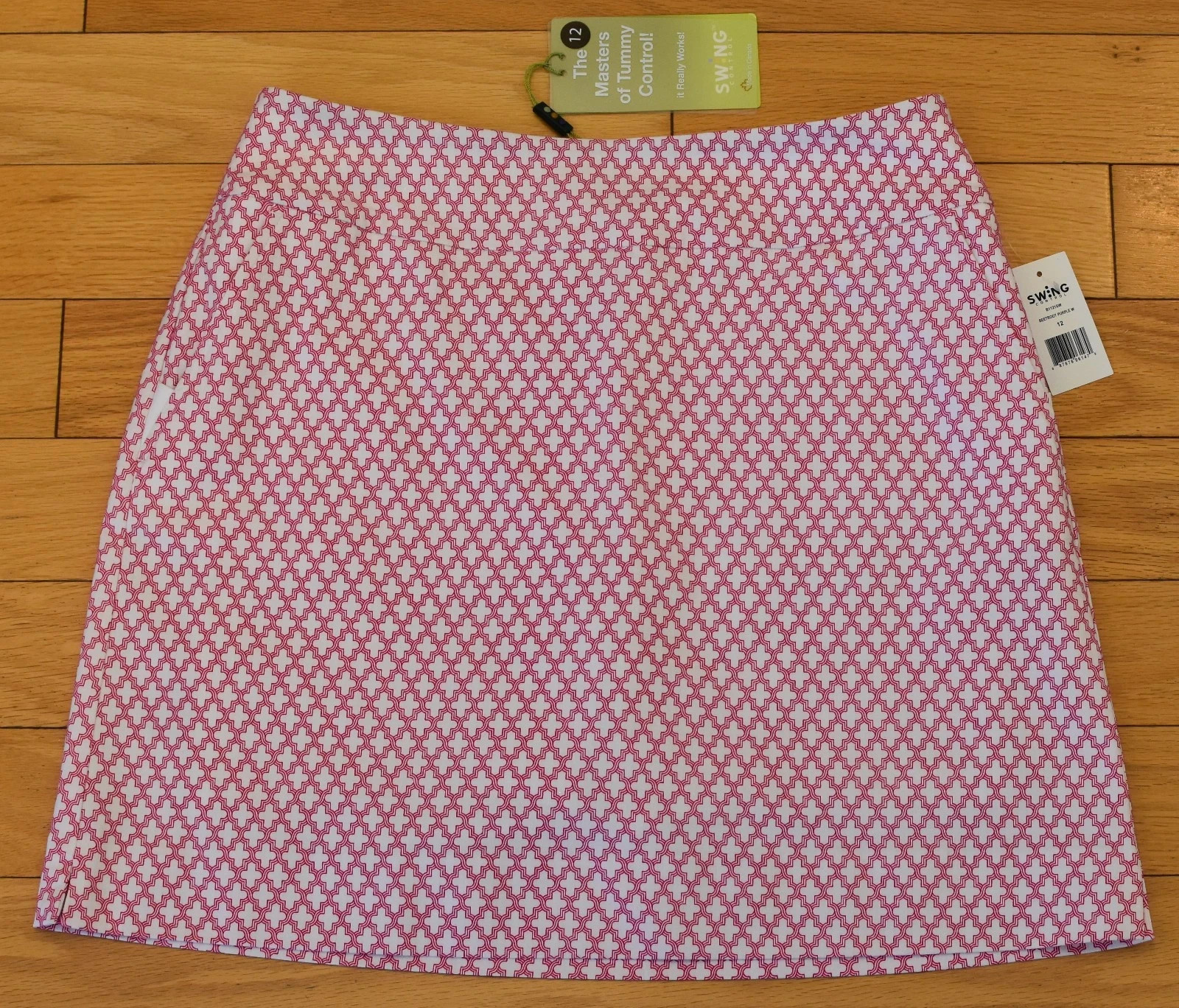 NWT Swing Control Beetroot Fuchsia & White Pullon Stretch GOLF SKORT 4 & 10