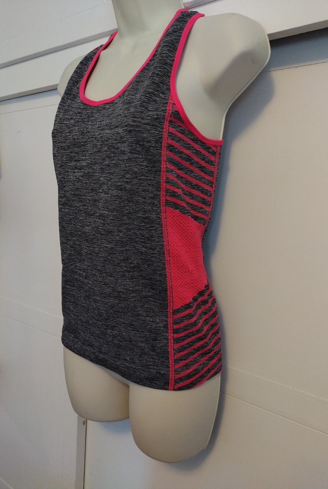 Women’s Dark Gray Pink Compression Racer Back Tank Top One Size S-L