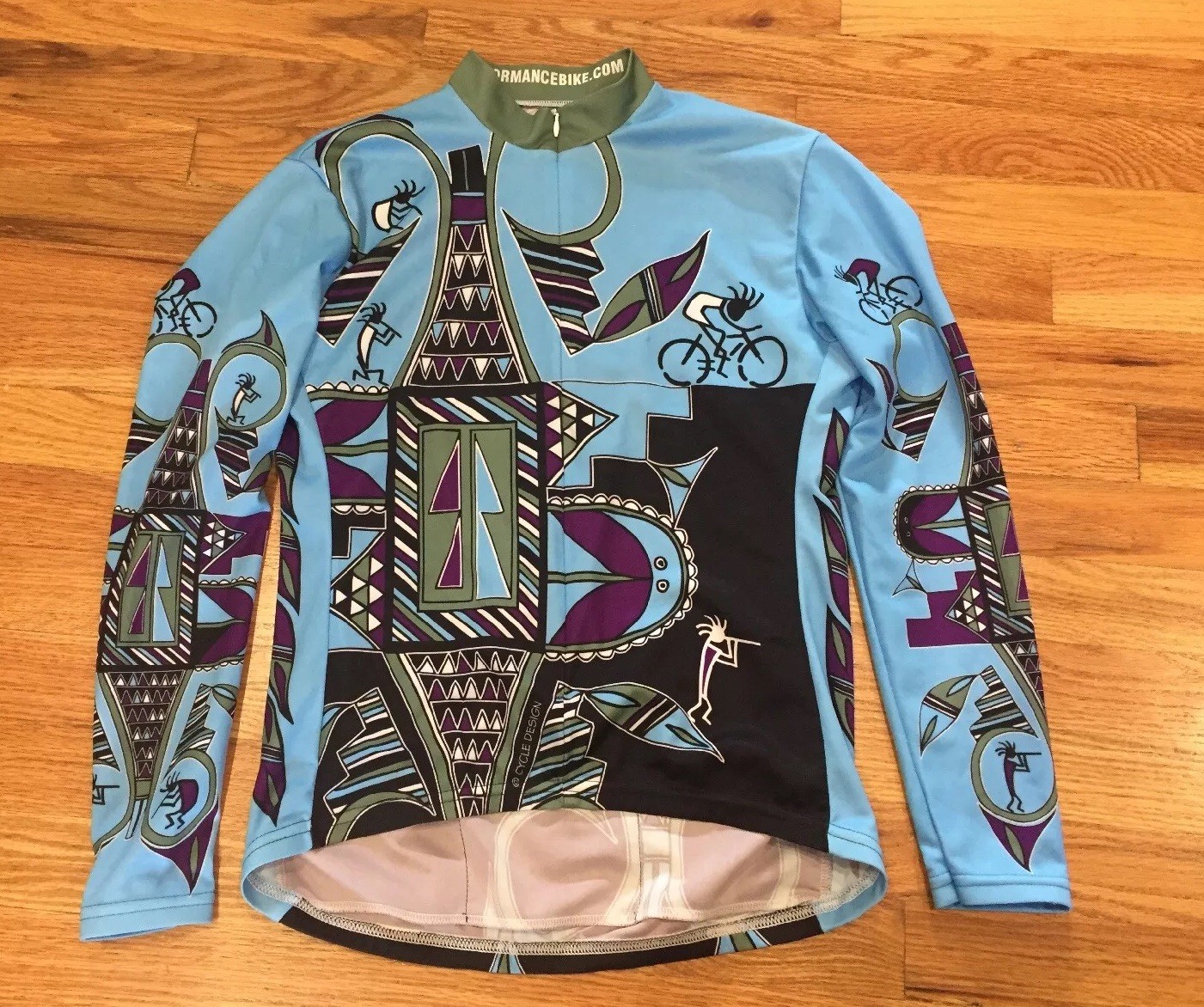Performance Bike Womens Small Long Sleeve Kokapelli Technical Shirt EUC cycle