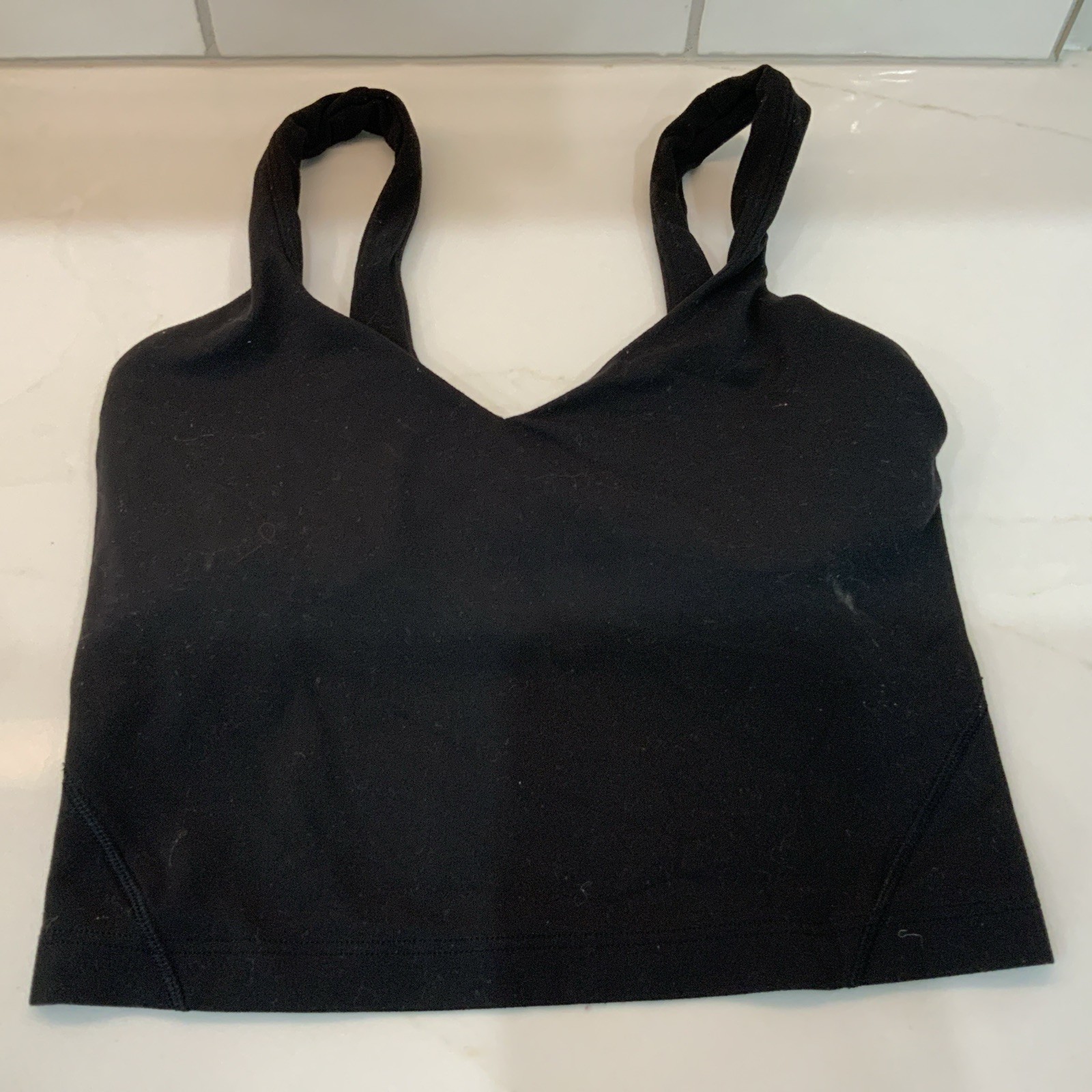 Lululemon Cropped Athletic Tank Top Black Size 0 Nylon Elastane Women’s