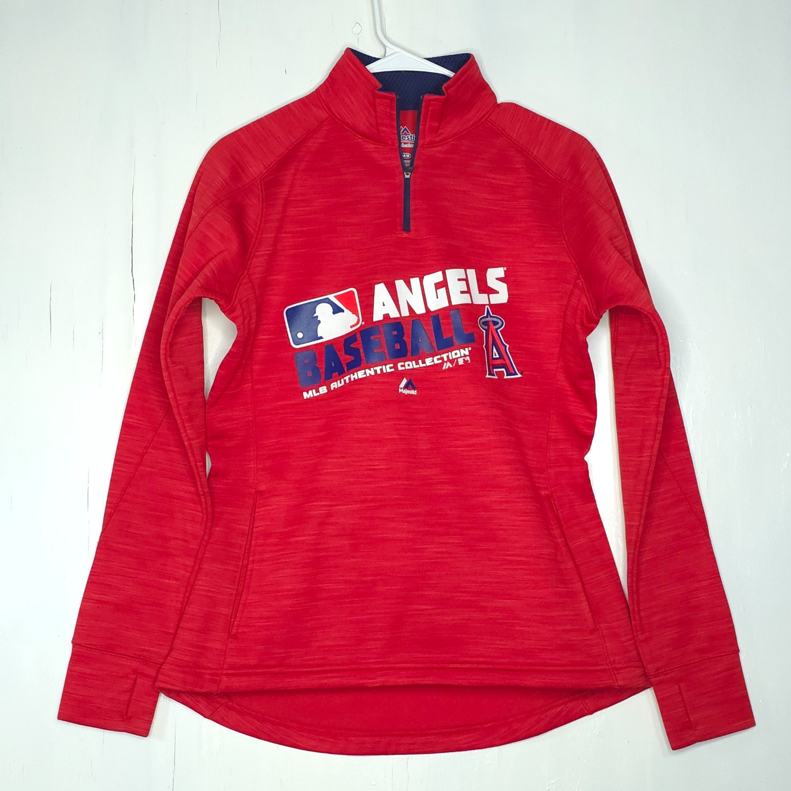 Majestic Fan Fashion Angels Baseball Quarter Zip Long Sleeve Pull Over M