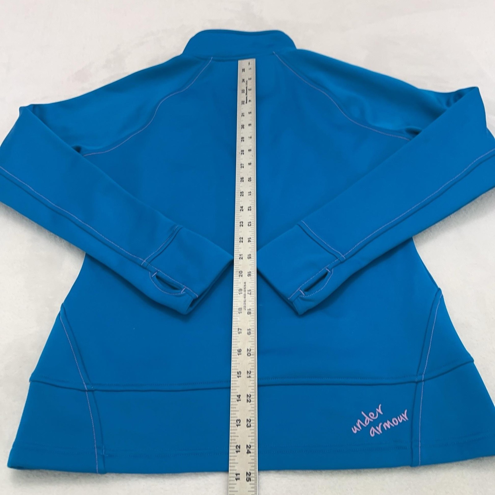 Under Armour ColdGear Pullover Womens Medium Blue 1/4 Zip Fleece Thumbholes