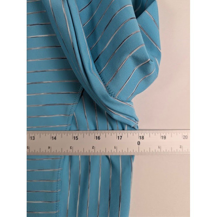 Zero Restriction Renae Zip Mock Pullover Women Small Turquoise Blue Stripe NEW