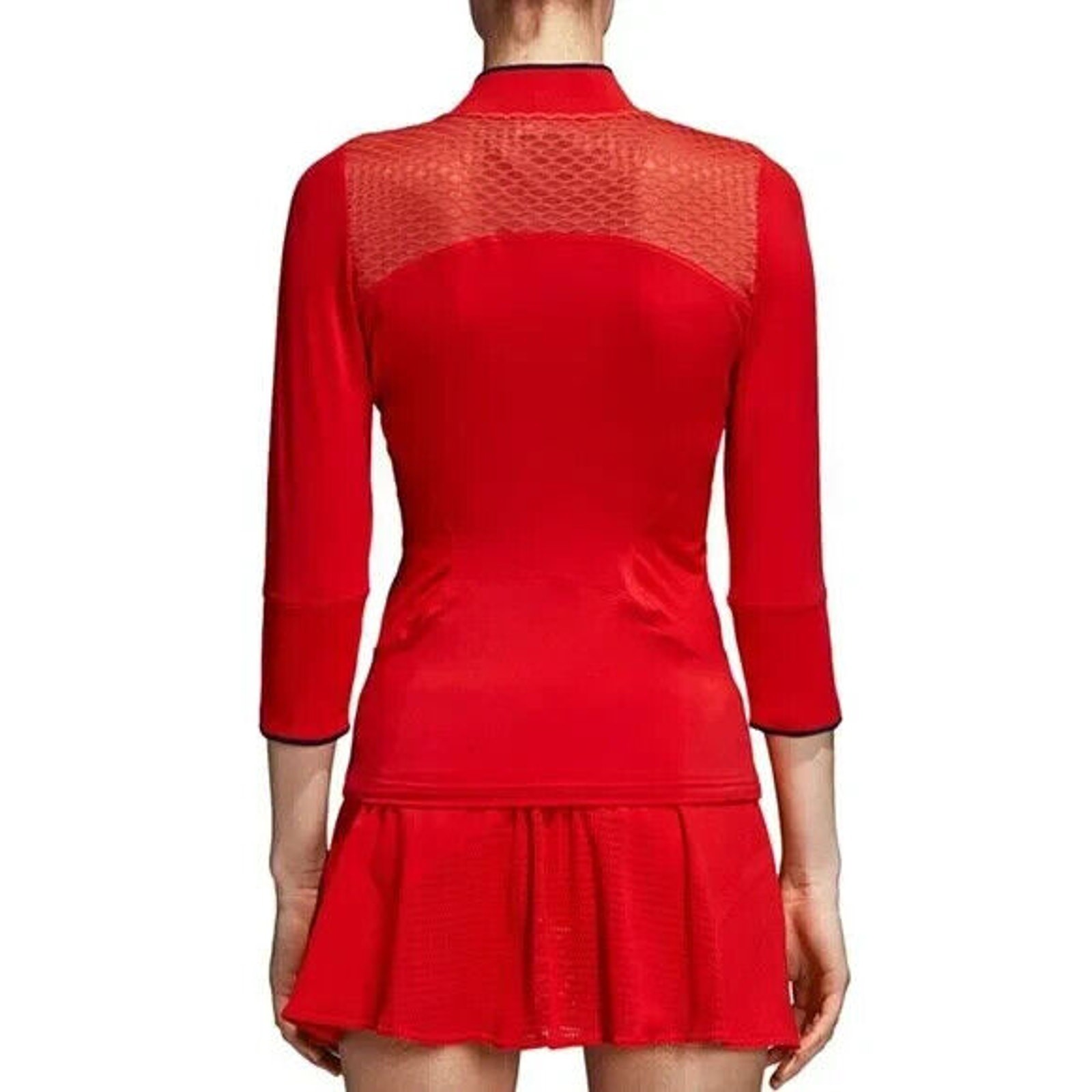 Adidas Stella McCartney Barricade 3/4 Sleeve Tennis Tee T Shirt Top Red Slim S