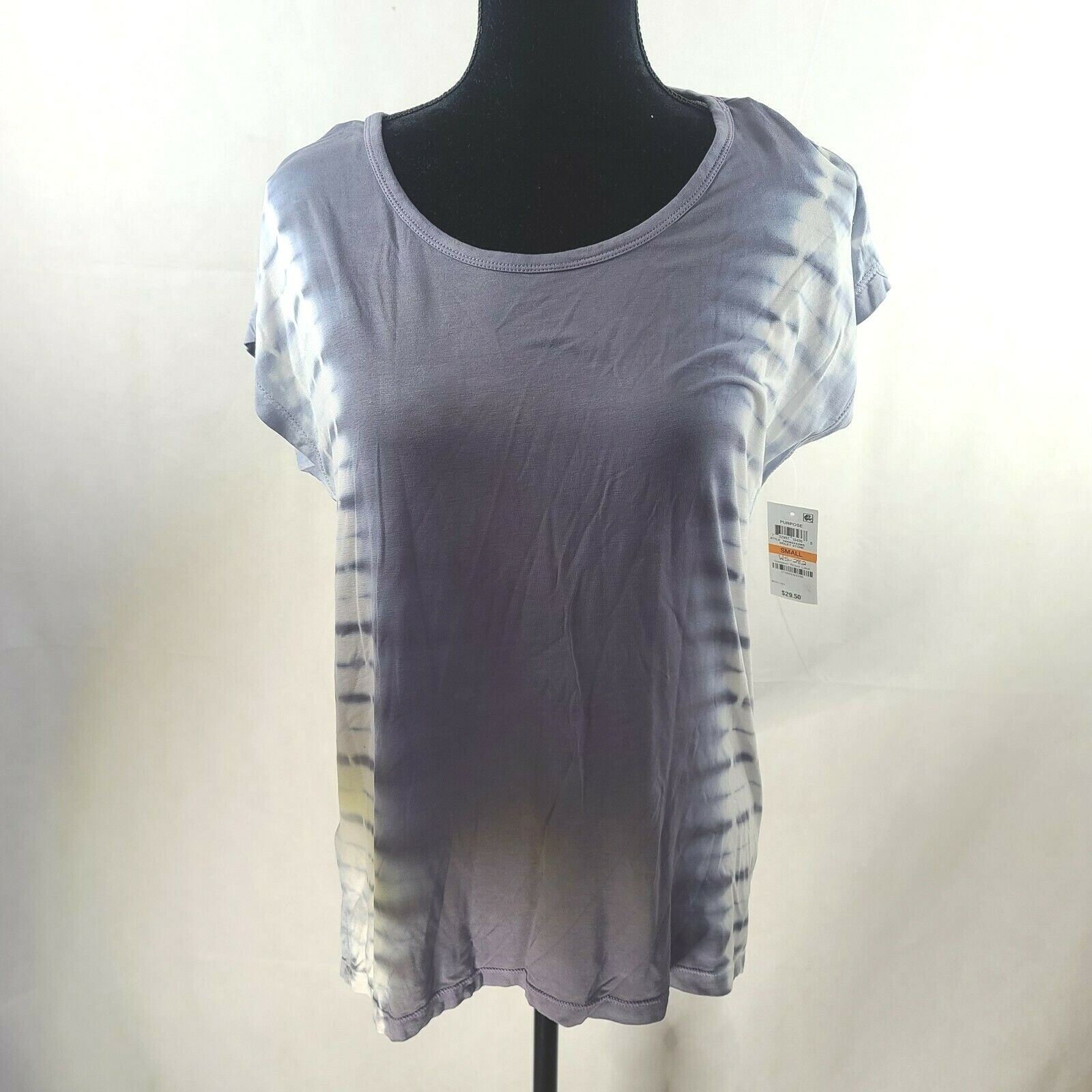 Ideology Womens Purple Tie-Dye Casual Tee T-Shirt Top S WS-282