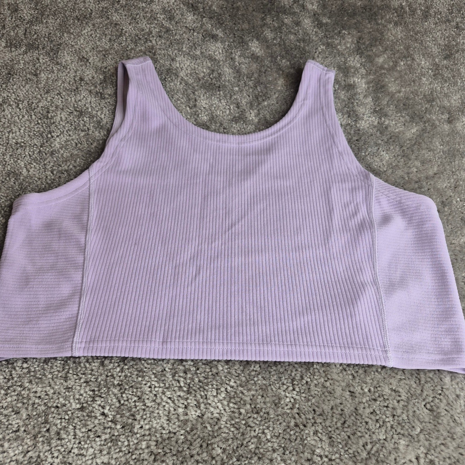 Lululemon Ebb to Street Cropped Tank Top Lavender Purple Ribbed Size 14