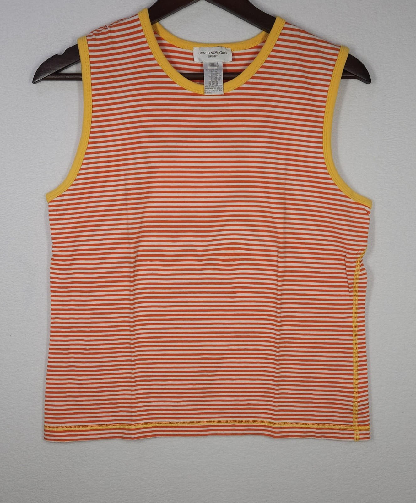 Jones New York Sport Women’s Sleeveless Active Top Orange Stripe Size XL