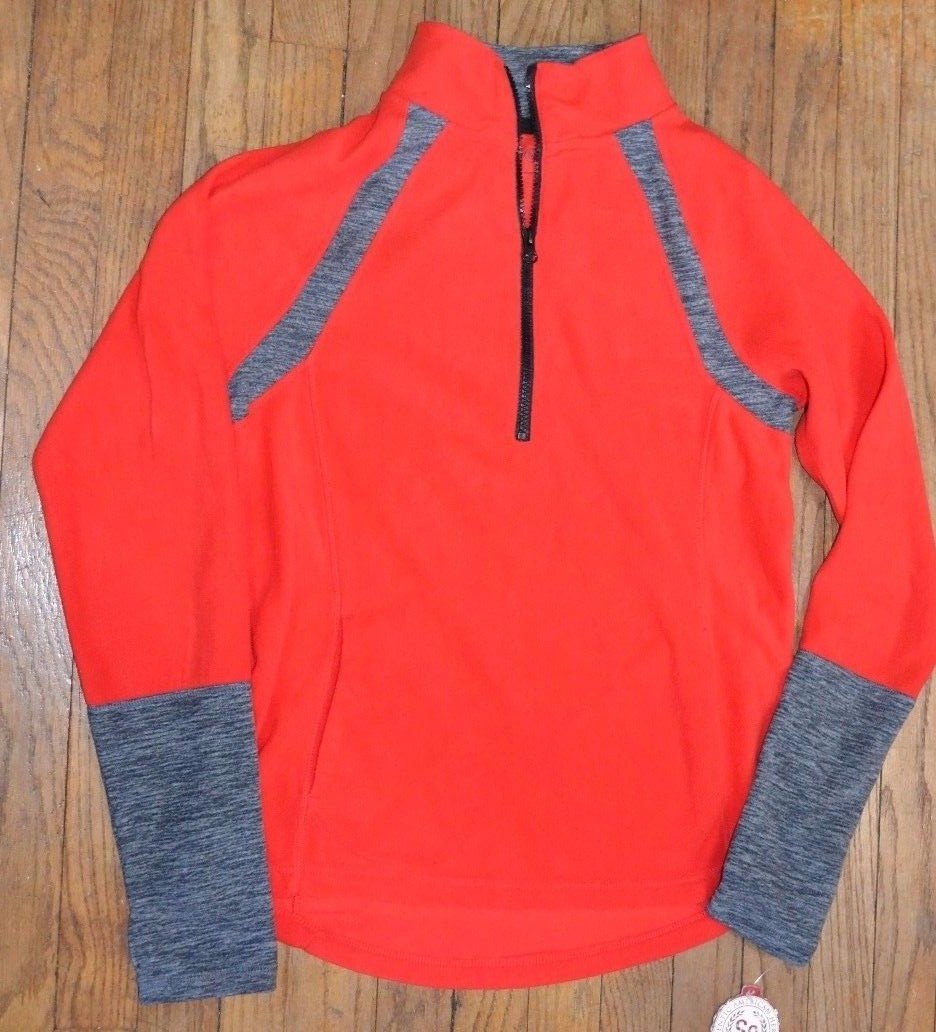 So Perfectly Soft Fleece 1/2 Zip Microfleece Electric Red & Gray Pullover Fleece