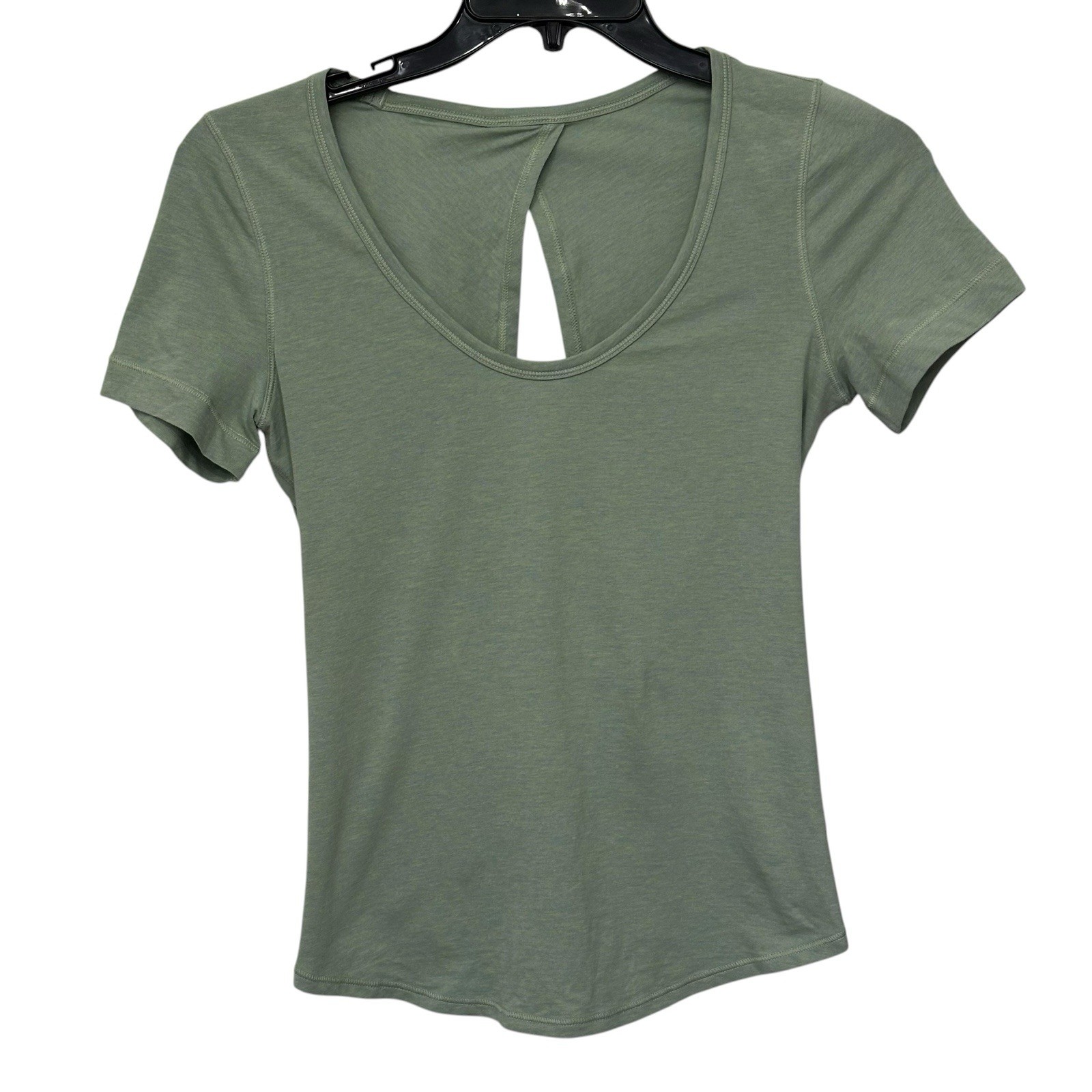 Lululemon Find Your Twist Short Sleeve Shirt Women Size 8 Open Green Lycra