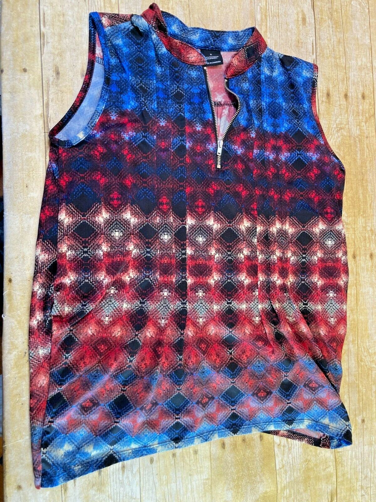 NEW DIRECTIONS ND TANK TOP WOMEN’S S 1/4 ZIP V NECK MULTICOLOR PLEATS ⭐️NWOT⭐️