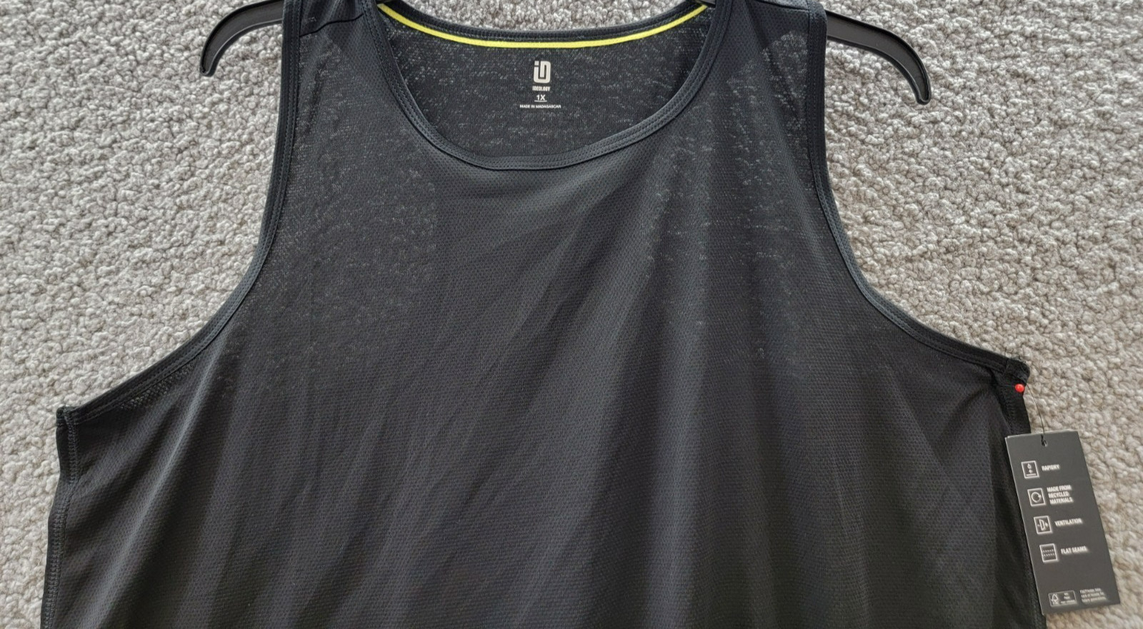 ID Ideology Plus Size Solid Birdseye Mesh Racerback Tank Top Women’s 1X Black