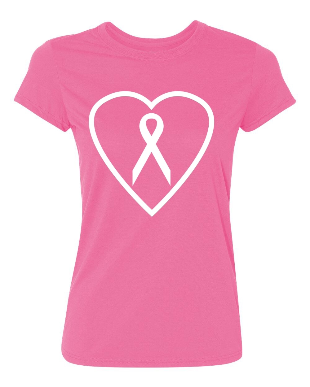 Ribbon with Heart White Breast Cancer Awareness Support Women’s T-Shirt