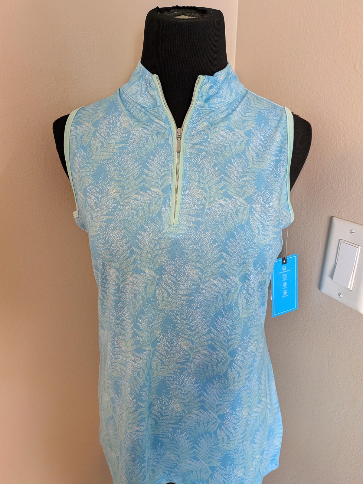 Court Haley Sz. S Palm Leaves Print Sleeveless Activewear Top New w/Tags
