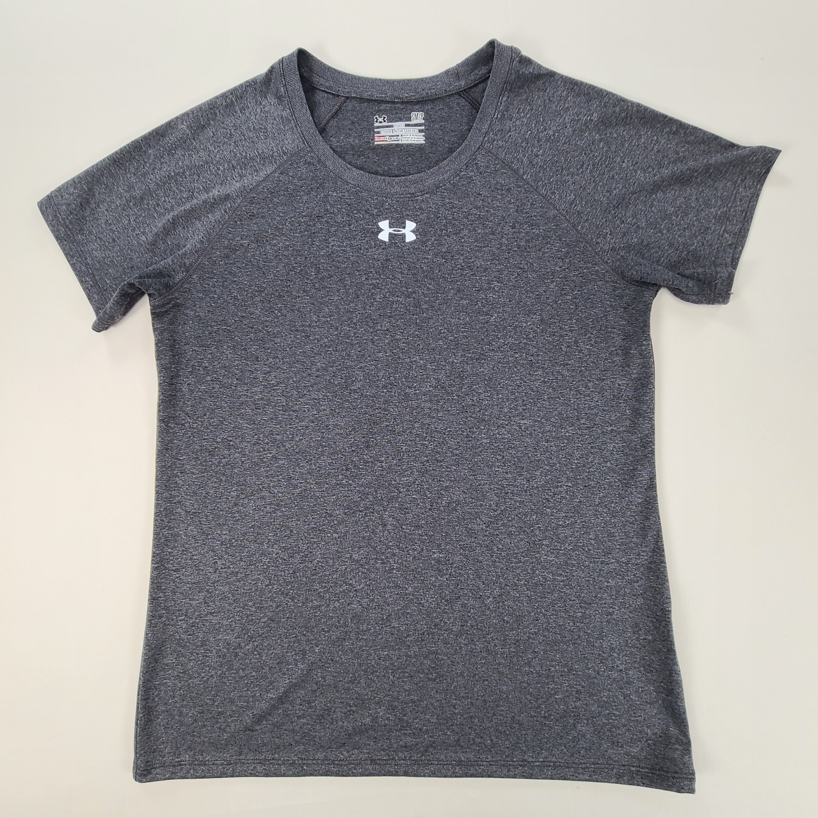 Under Armour Shirt Womens Small Gray HeatGear Training Workout Gym Ladies