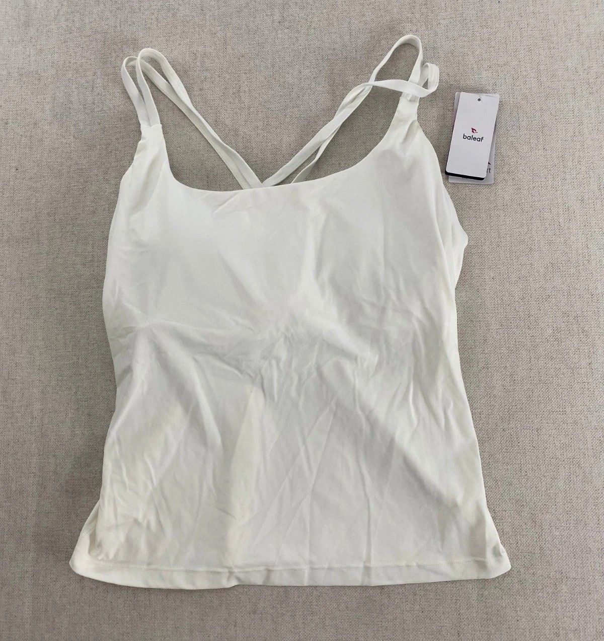 Baleaf Tank Top Womens XL White Lycra Sport Stretch Criss Cross Strap NWT