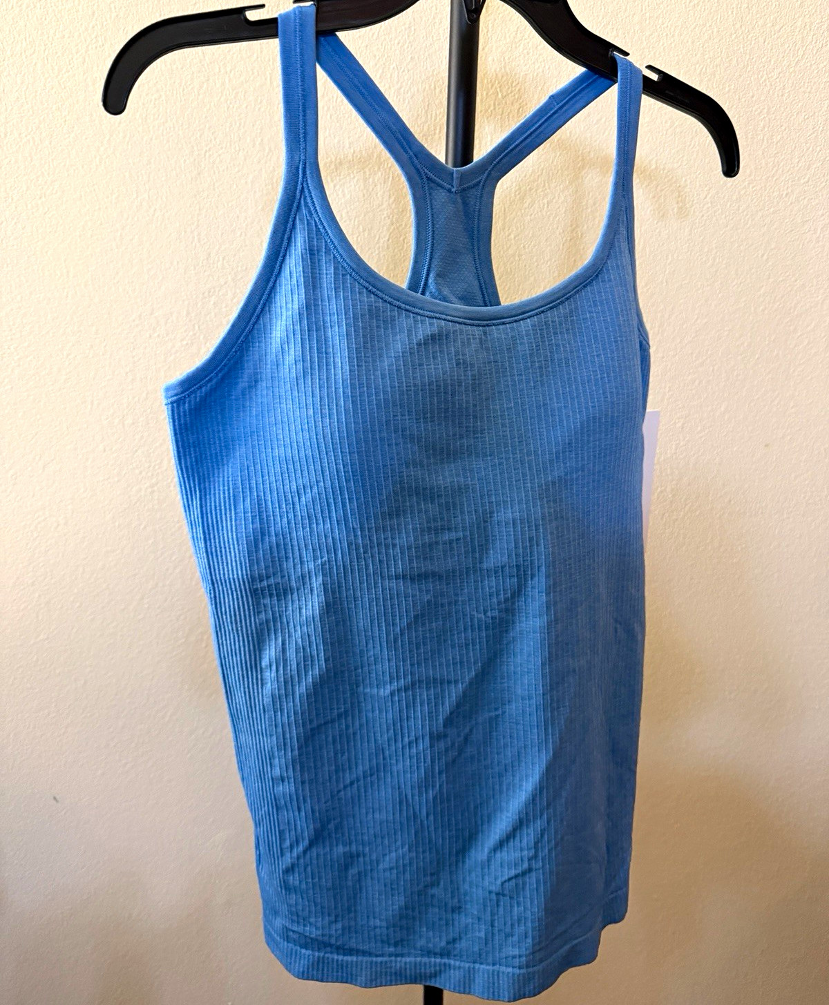 LULULEMON Ebb to Street Ribbed Racerback Tank Built-In Bra Pool Blue Sz 12
