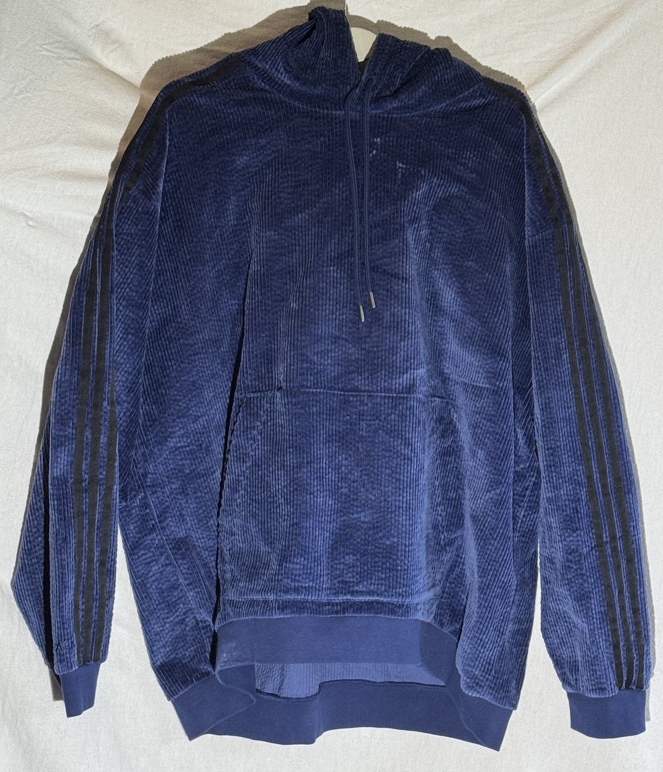 Adidas x Ivy Park NWT Blue Corduroy Hoodie Unisex XL Three Stripe Streetwear