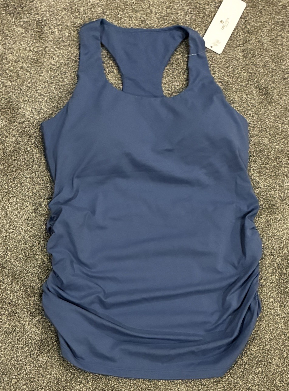 CRZ YOGA Maternity Blue Tank Top Size M Scoop Neck Racerback Regular Fit NWT