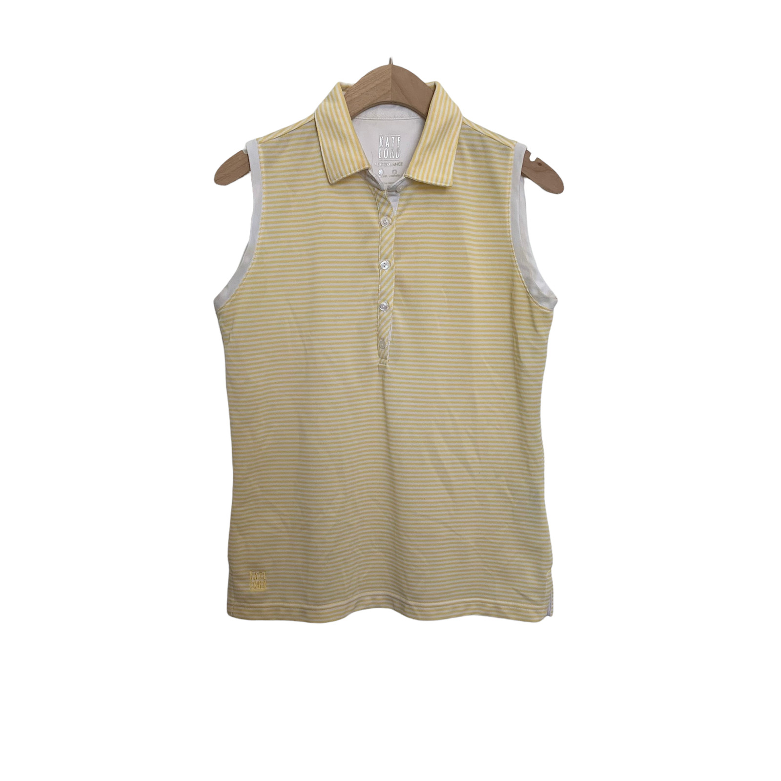 Kate Lord Performance Womens Golf Athletic Shirt Tank Size Medium Striped Yellow