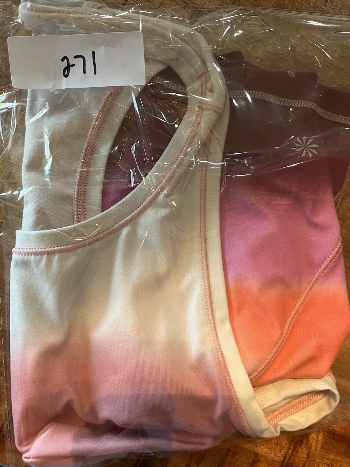 Athleta Stretch Colorblock Cropped High Neck Tank Pink Orange Purple S