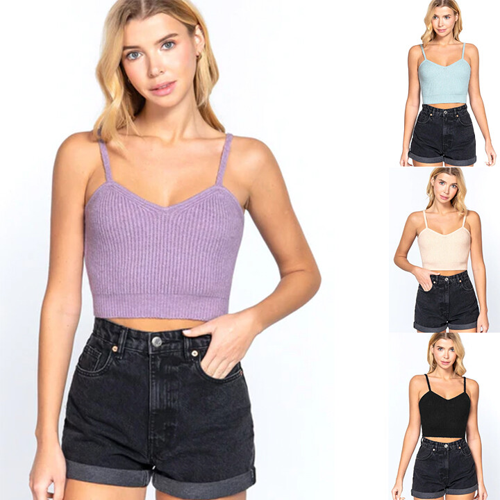Active Women’s Casual Essential Sweetheart Neck Knit Cami Top T13198