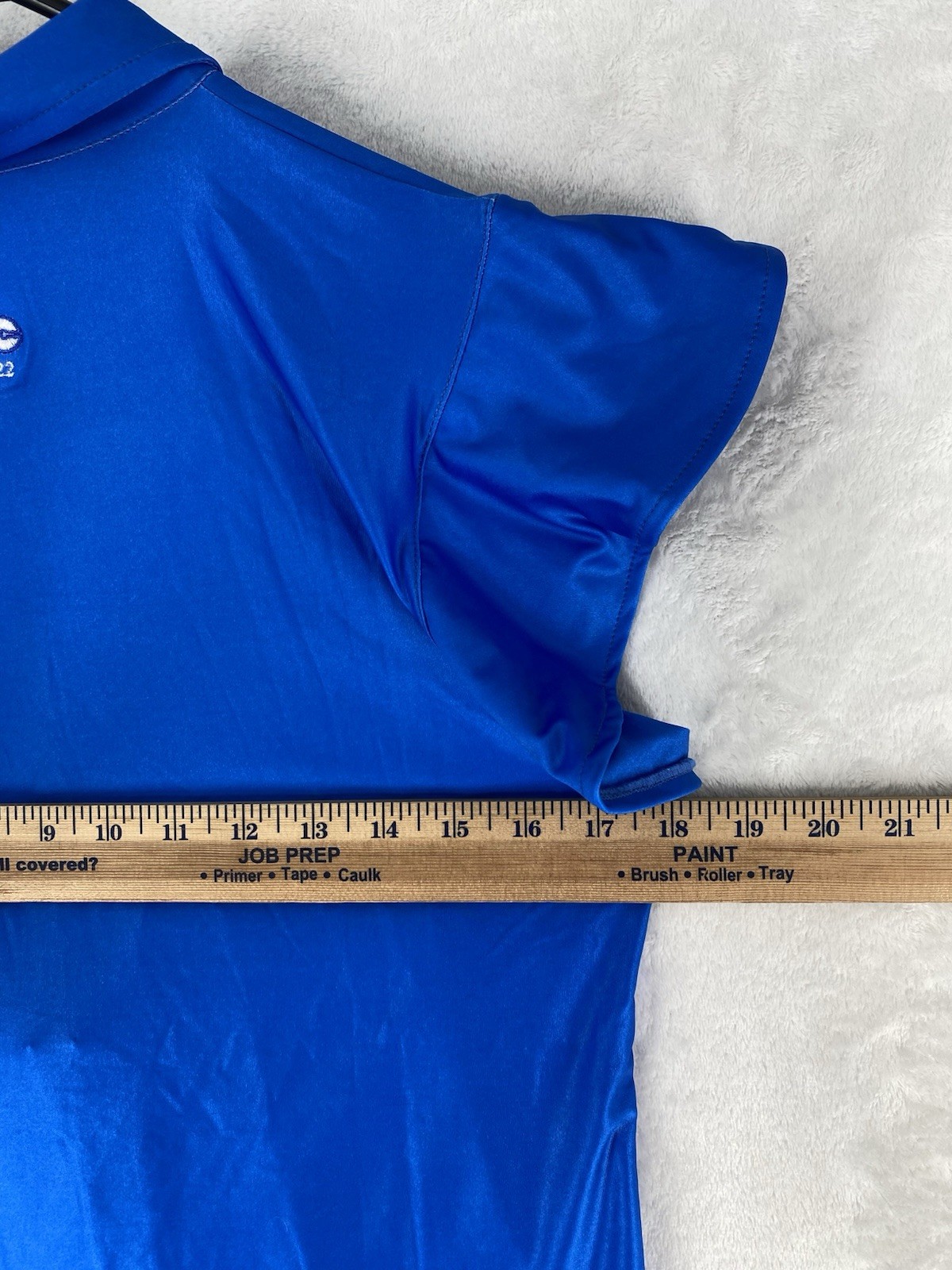 The Bubble Shirt Womens Medium Flutter Sleeve Polo Tennis Golf Top Blue NEW $116