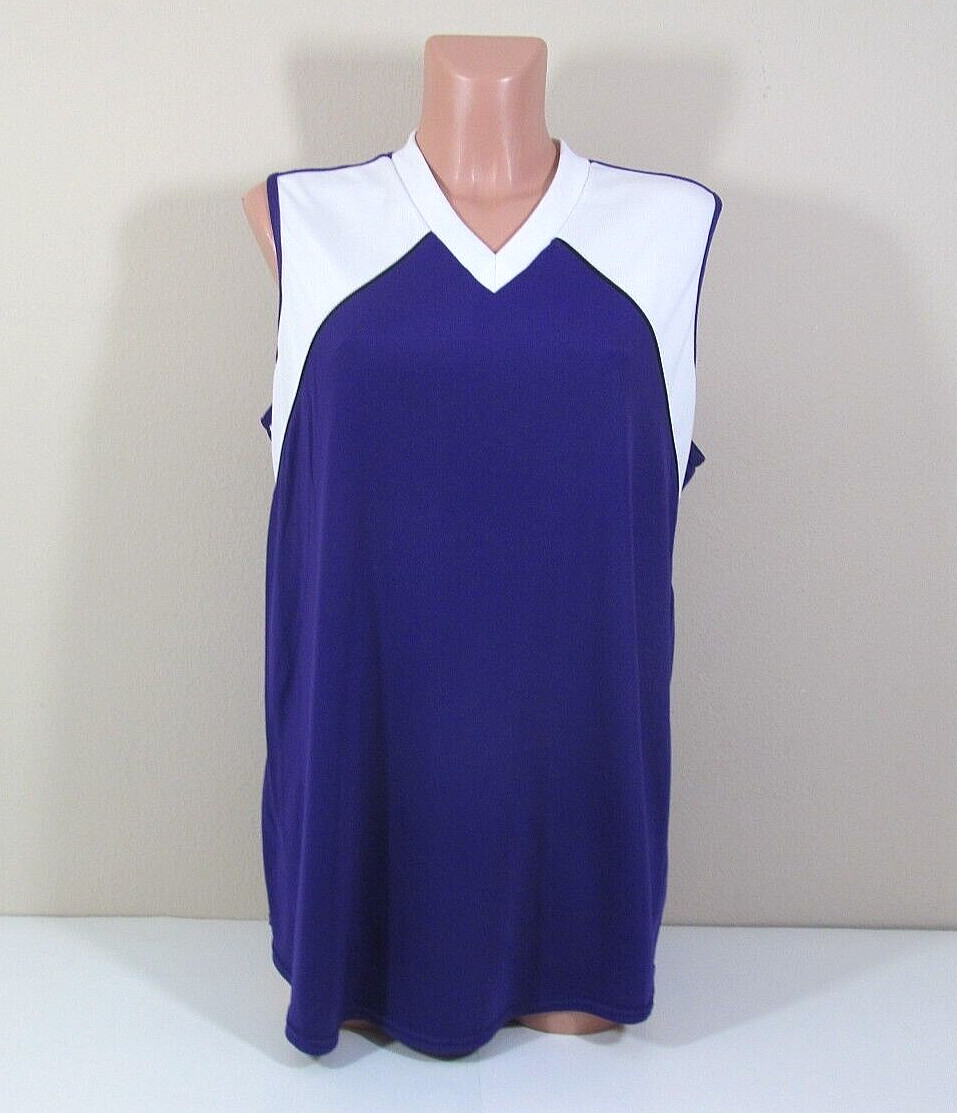 REEBOK Womens Size XL 100% Nylon Purple Activewear Tank Top White Trim