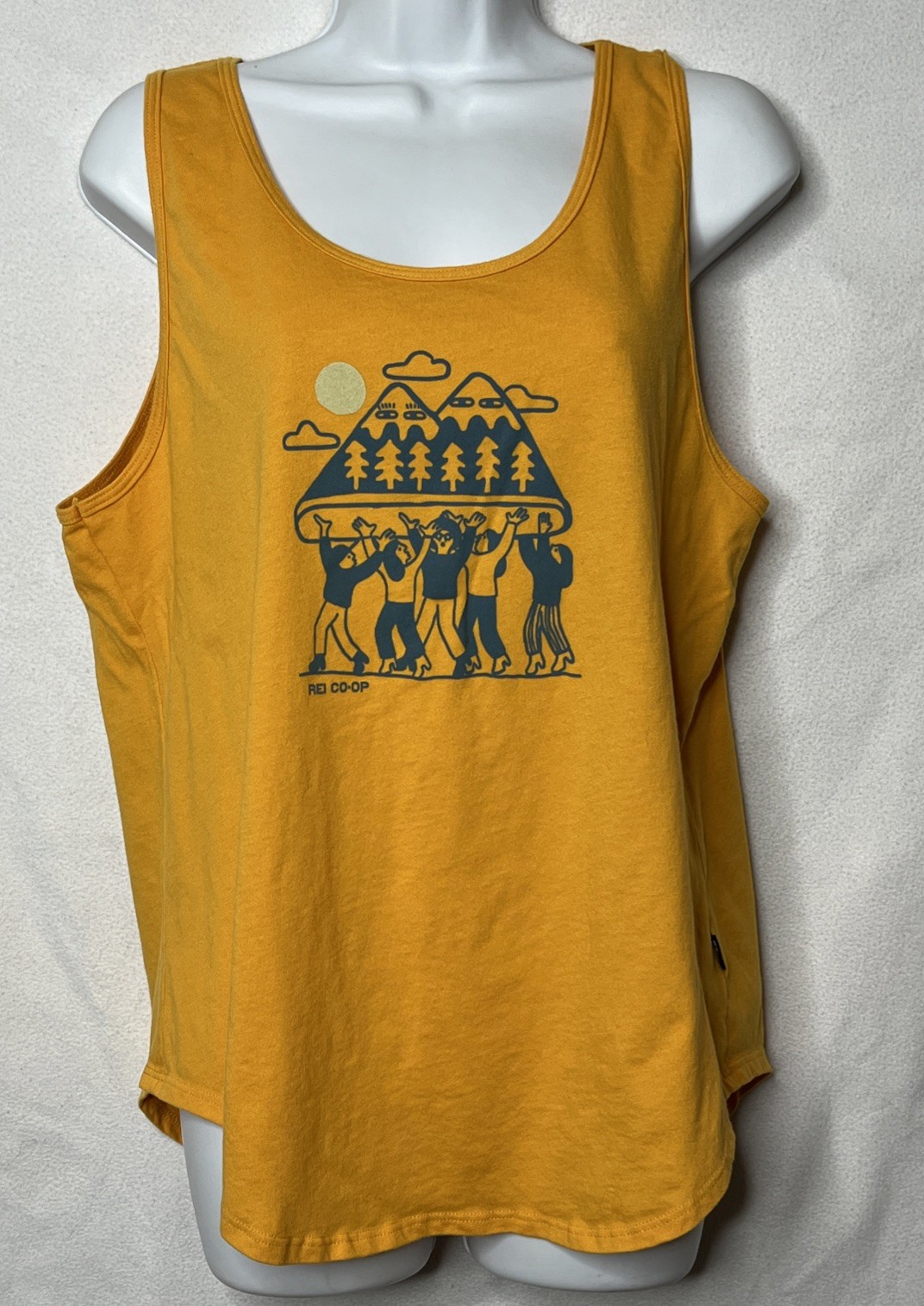 REI Co-Op Women’s XL Yellow Organic Cotton Blend Mountain Print Tank Top