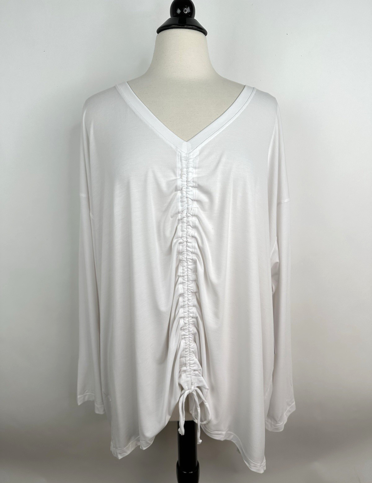 Athleta Crossover Ruched Top Plus 3X 24/26 White Adjustable Cinch Athleisure NWT