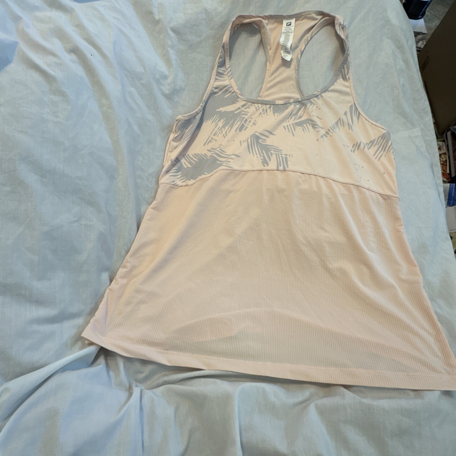Fabletics Cashel Curve Cinch Tank Top Light pink gray palm print Size XL