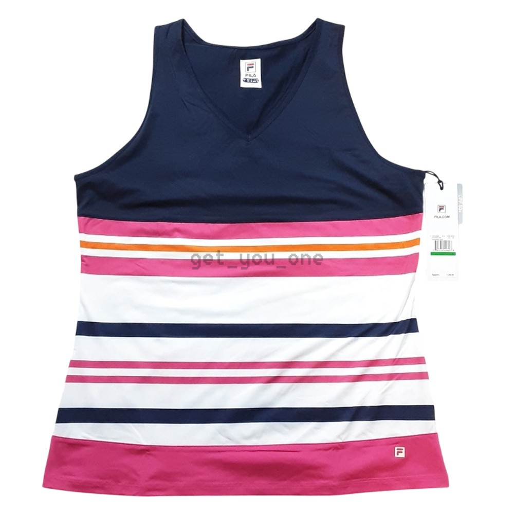 NWT Fila Women’s Awning Full Coverage Tennis Tank Top Stripe UPF 50+ LARGE