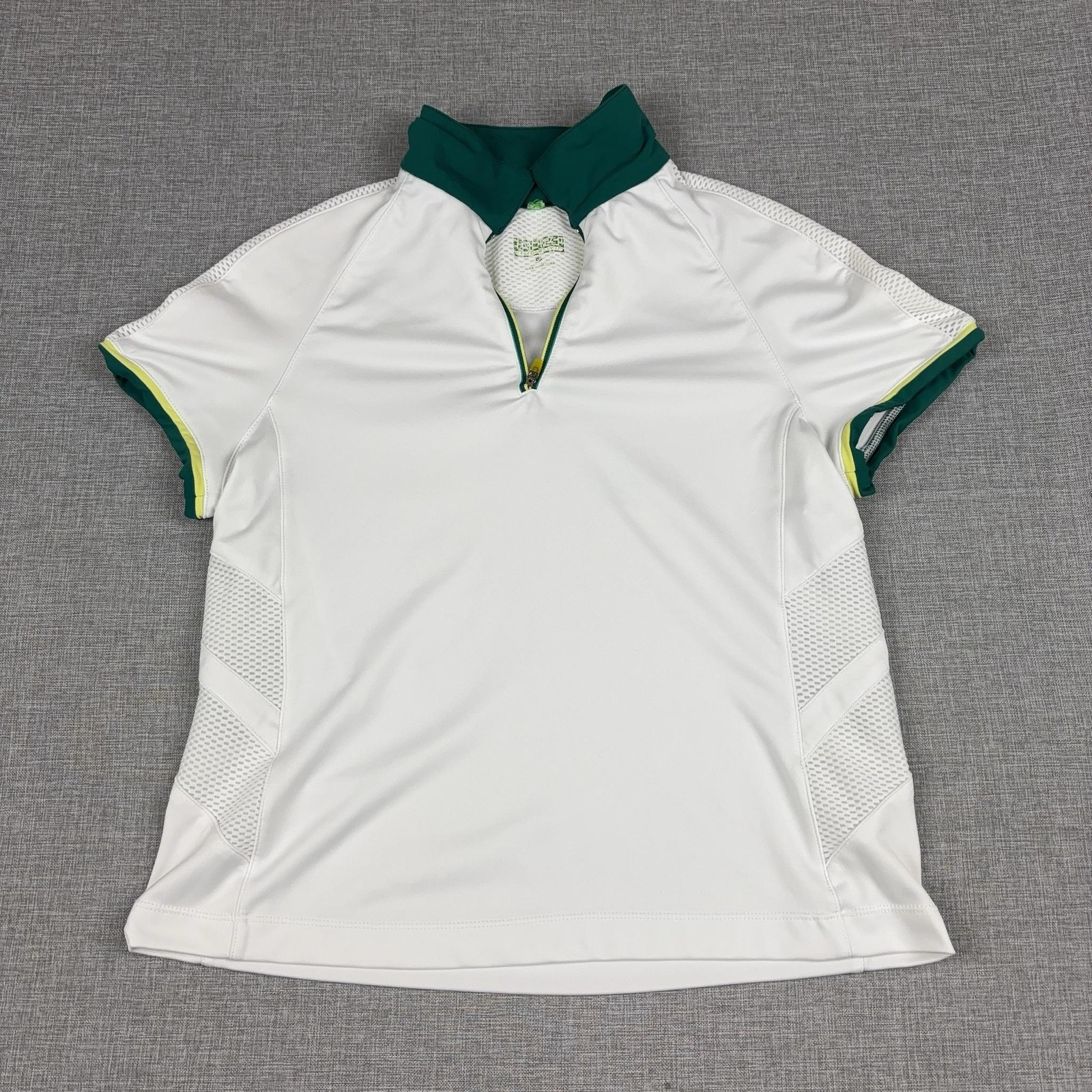 Tail Tech Performance Polo Shirt Womens Small White Green 1/4 Zip Mesh Golf Top