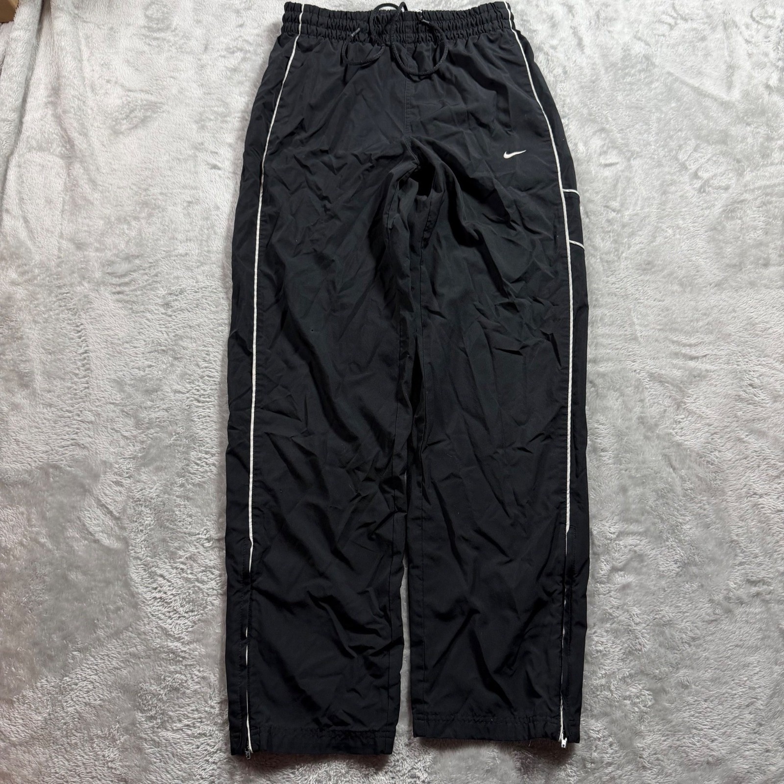 Nike Track Pants Mens Large Black Loose Swoosh Y2k Baggy Skater