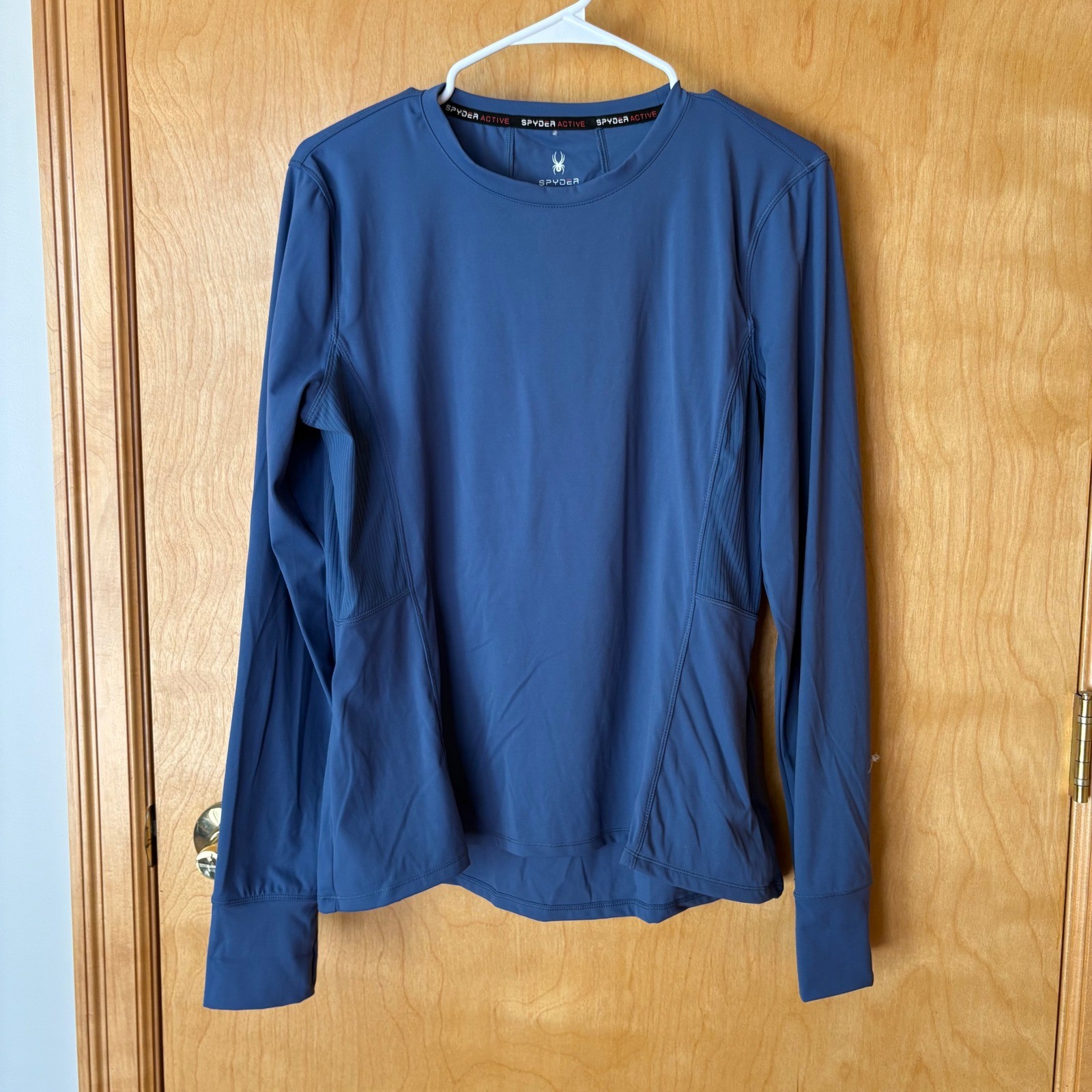 Spyder Active Long Sleeve Top Womens Large Blue Performance Shirt Thumbholes