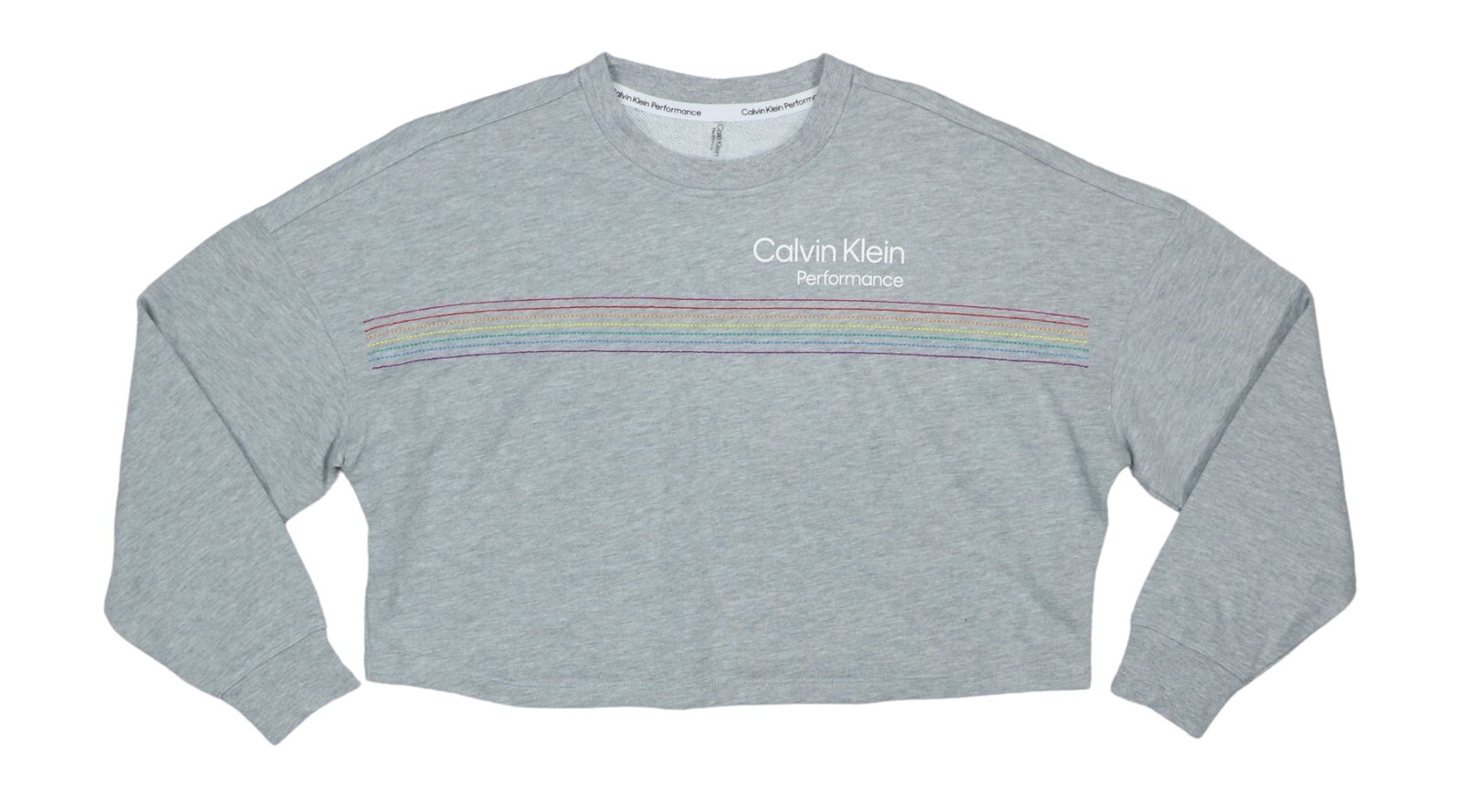 Calvin Klein Performance Logo Embroidered Long Sleeve Cropped Sweatshirt NWT