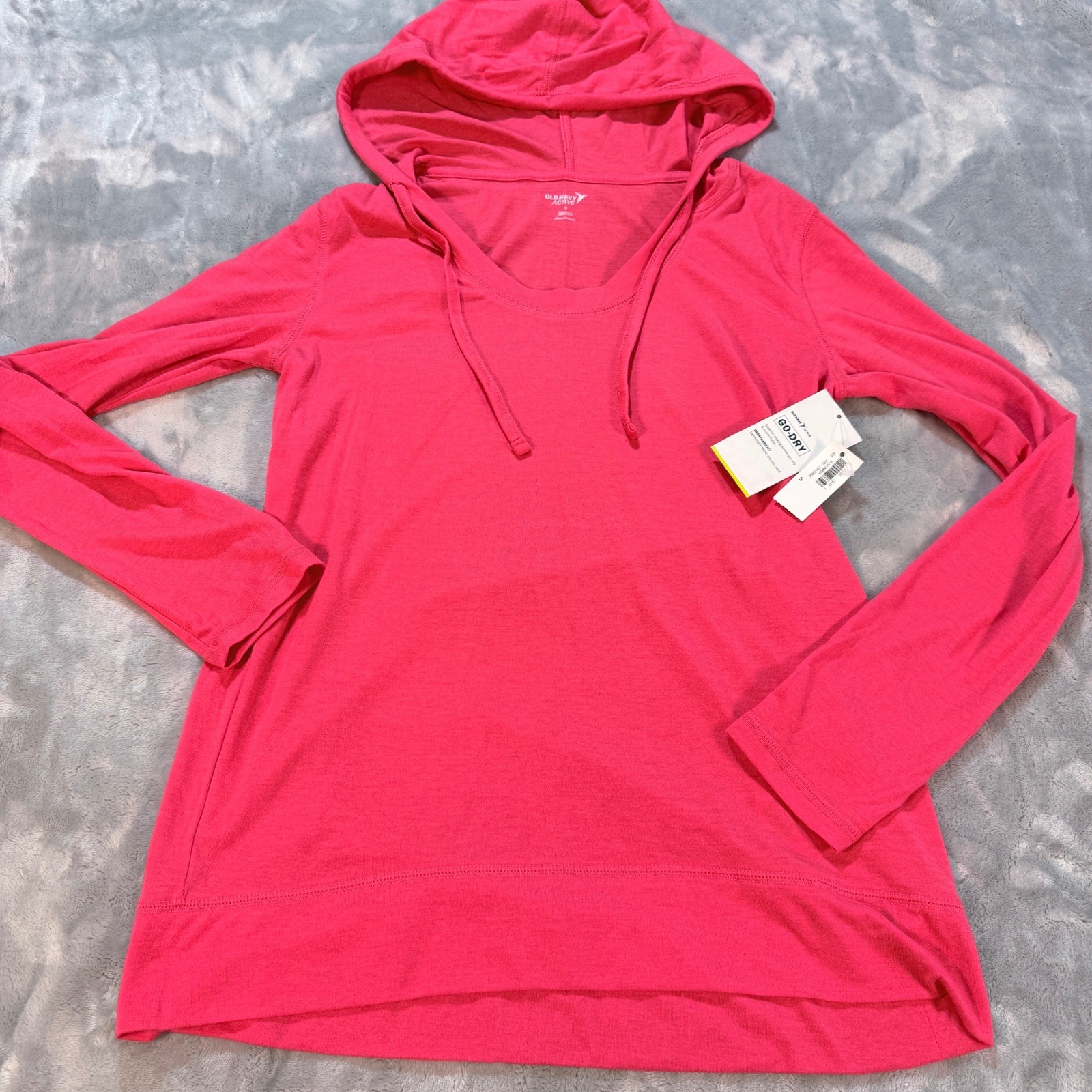 Old Navy Active Go Dry Hooded Top Pink Long Sleeve Workout Athleisure Women’s S