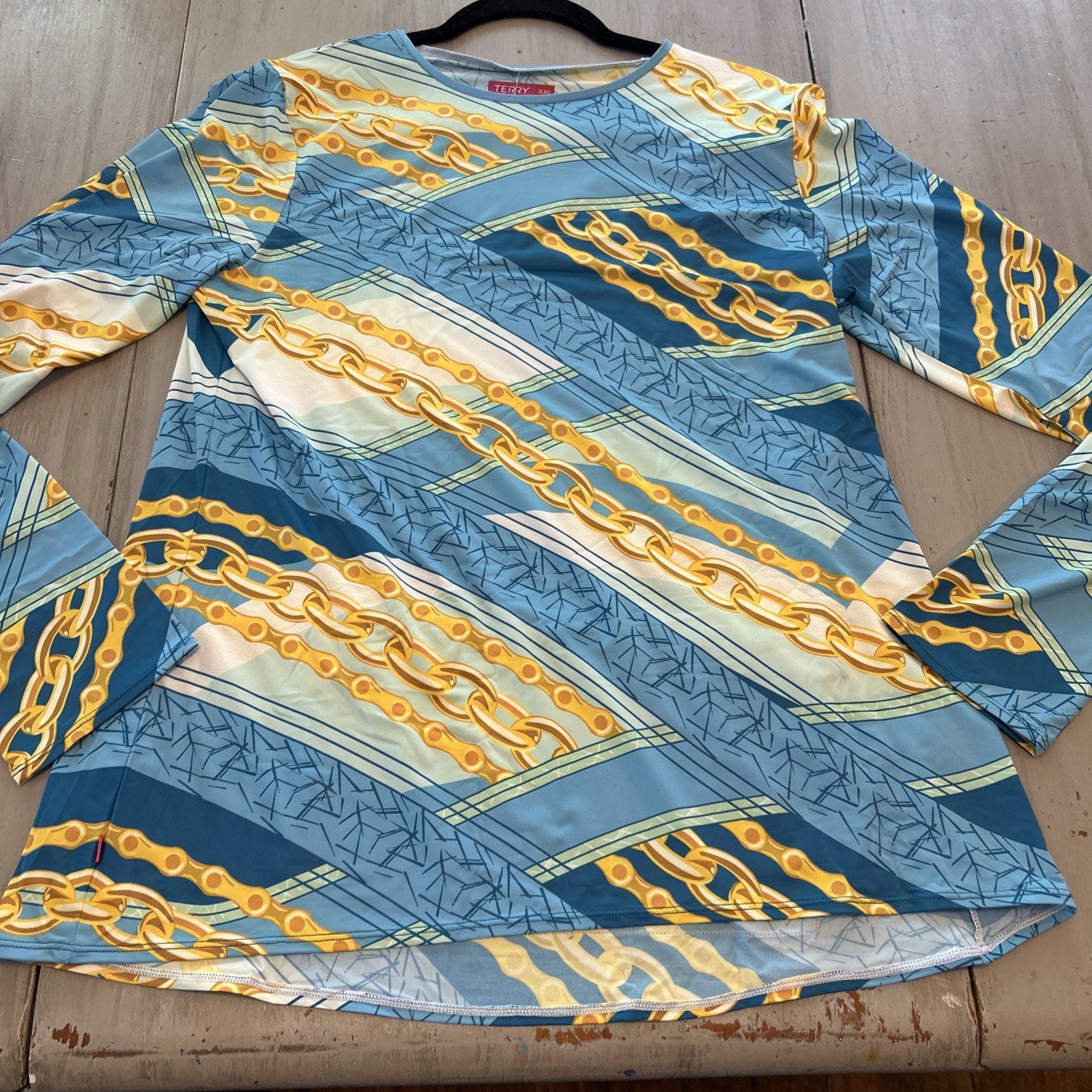 NWT Terry Precision Soleil Blue Yellow Chains Cycling Shirt Women’s Sz XXL TDF21
