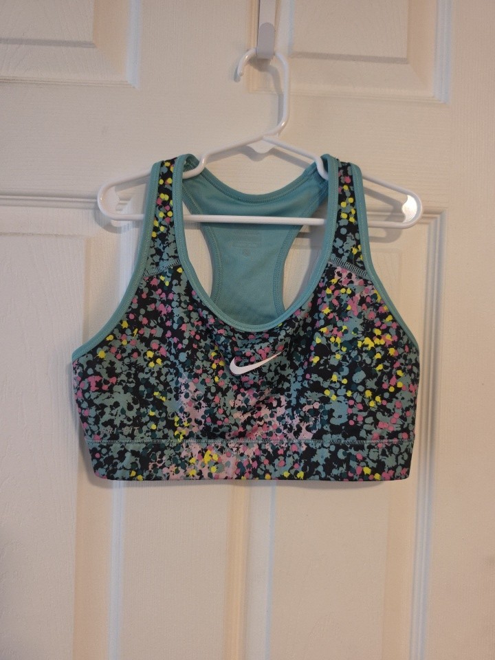 Nike womens tank top crop stretch floral dri-fit sports (S) Multicolor