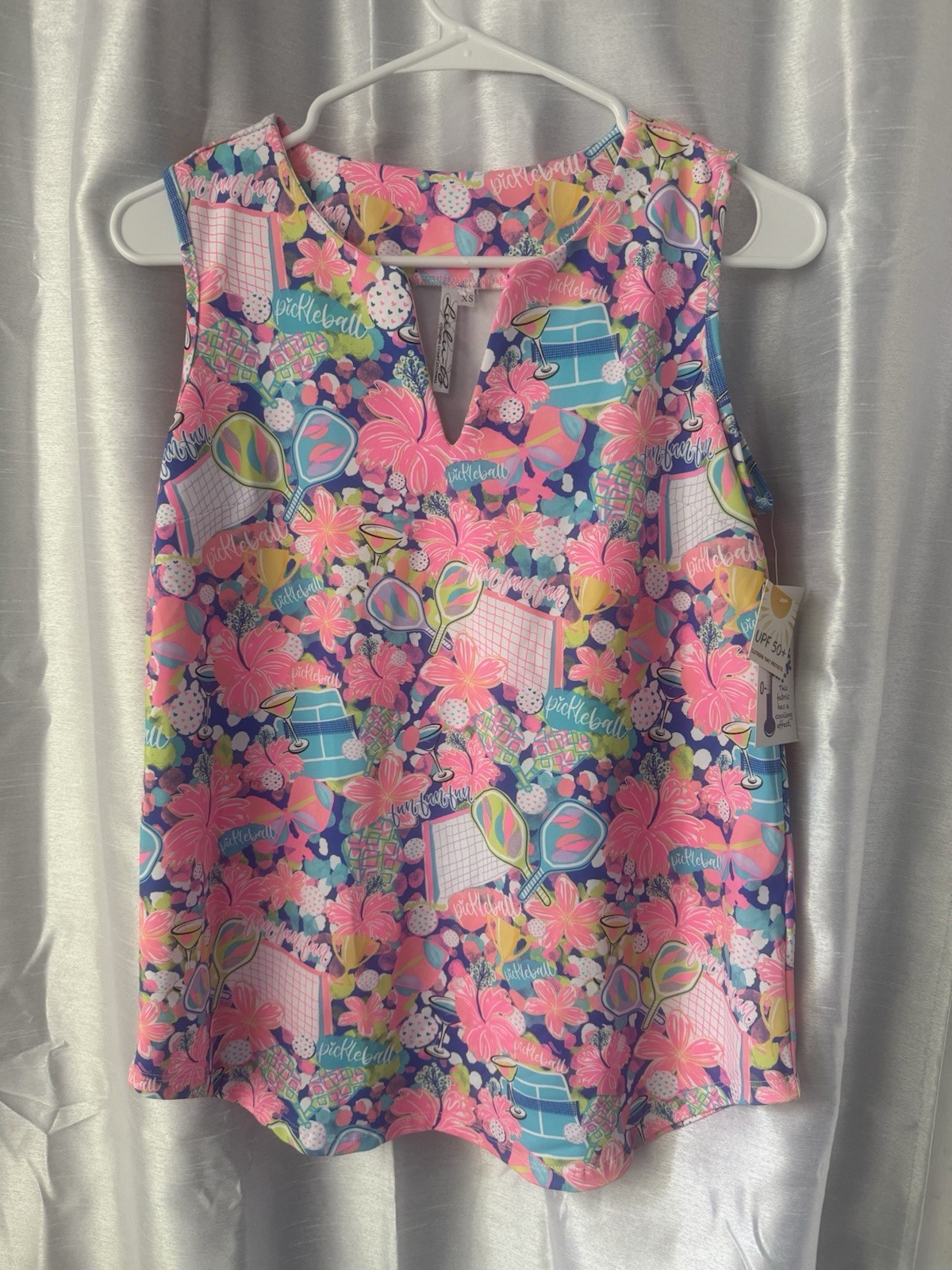 NWT Women’s Pickleball Print Sleeveless Tank Top XS UPF 50+ Tropical Golf Tennis