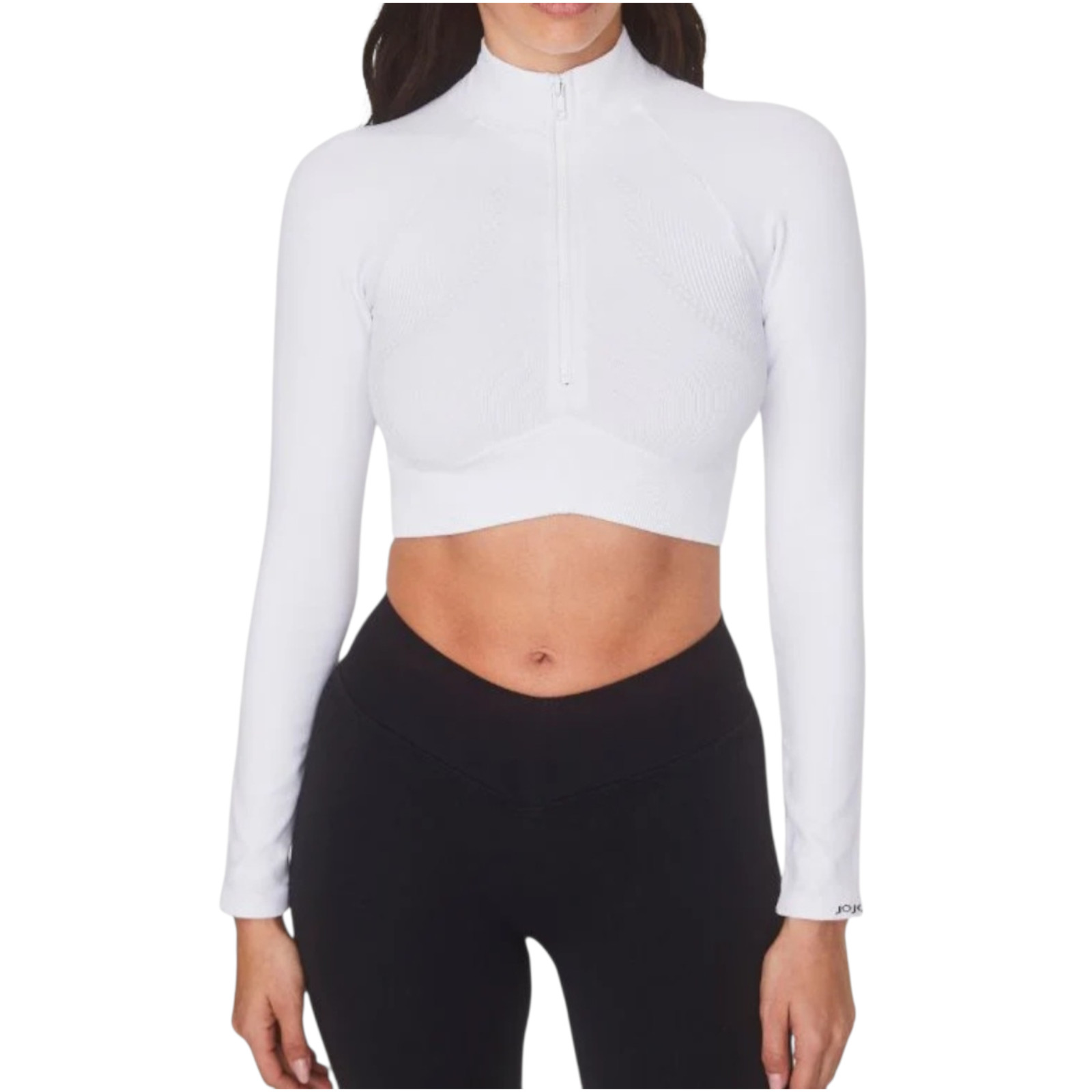 Joja Exhale White Cropped 1/2 Zip Textured Long Sleeve Pullover Size S NWOT