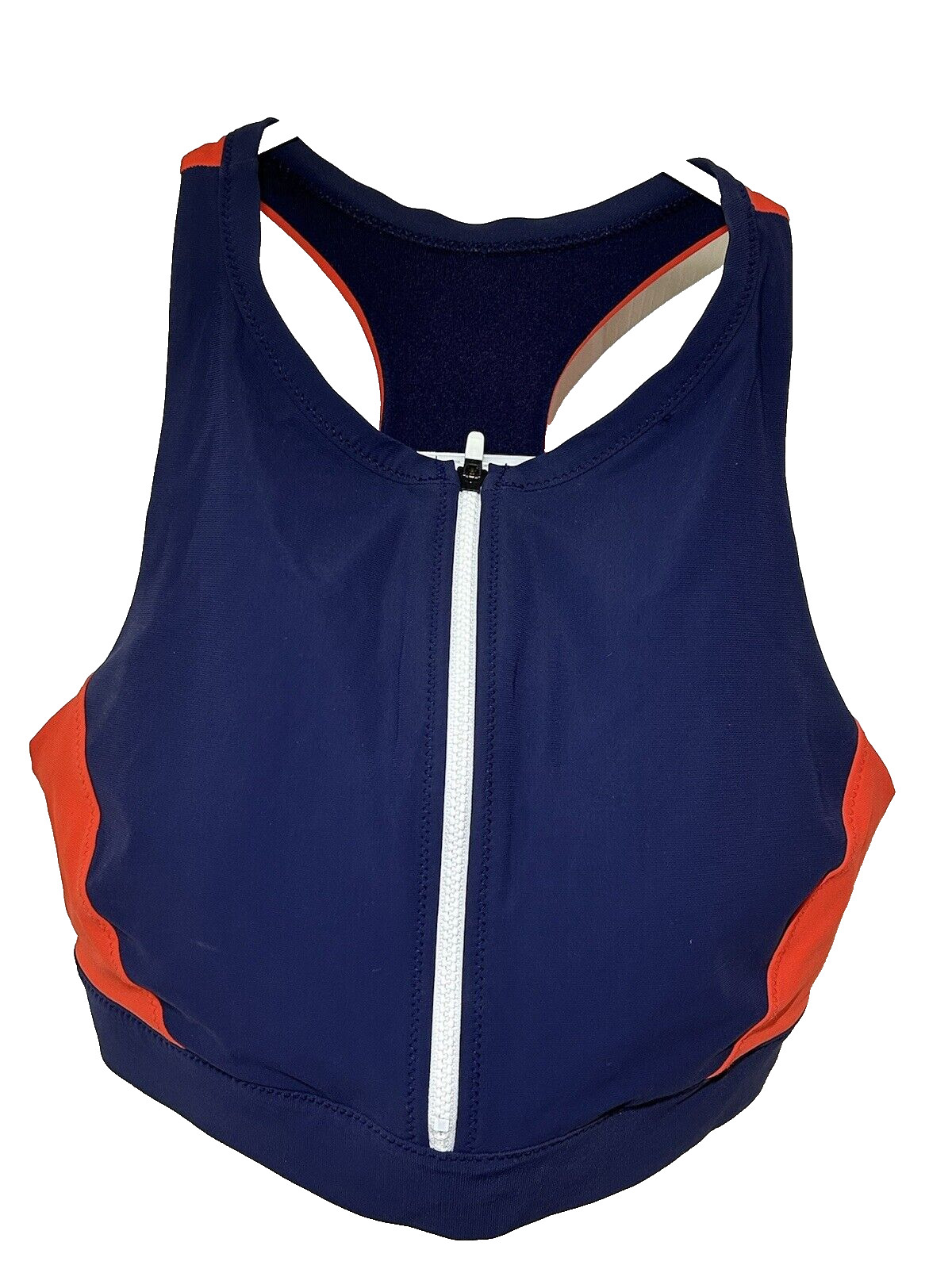 Athleta Womens Size Small Zip Up Front Bra Jogging Top A-C Navy Orange Running