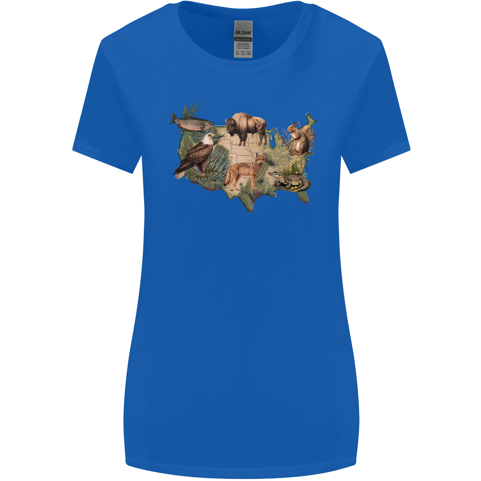 American Animals USA Eagle Buffalo Fish Wolf Womens Wider Cut T-Shirt
