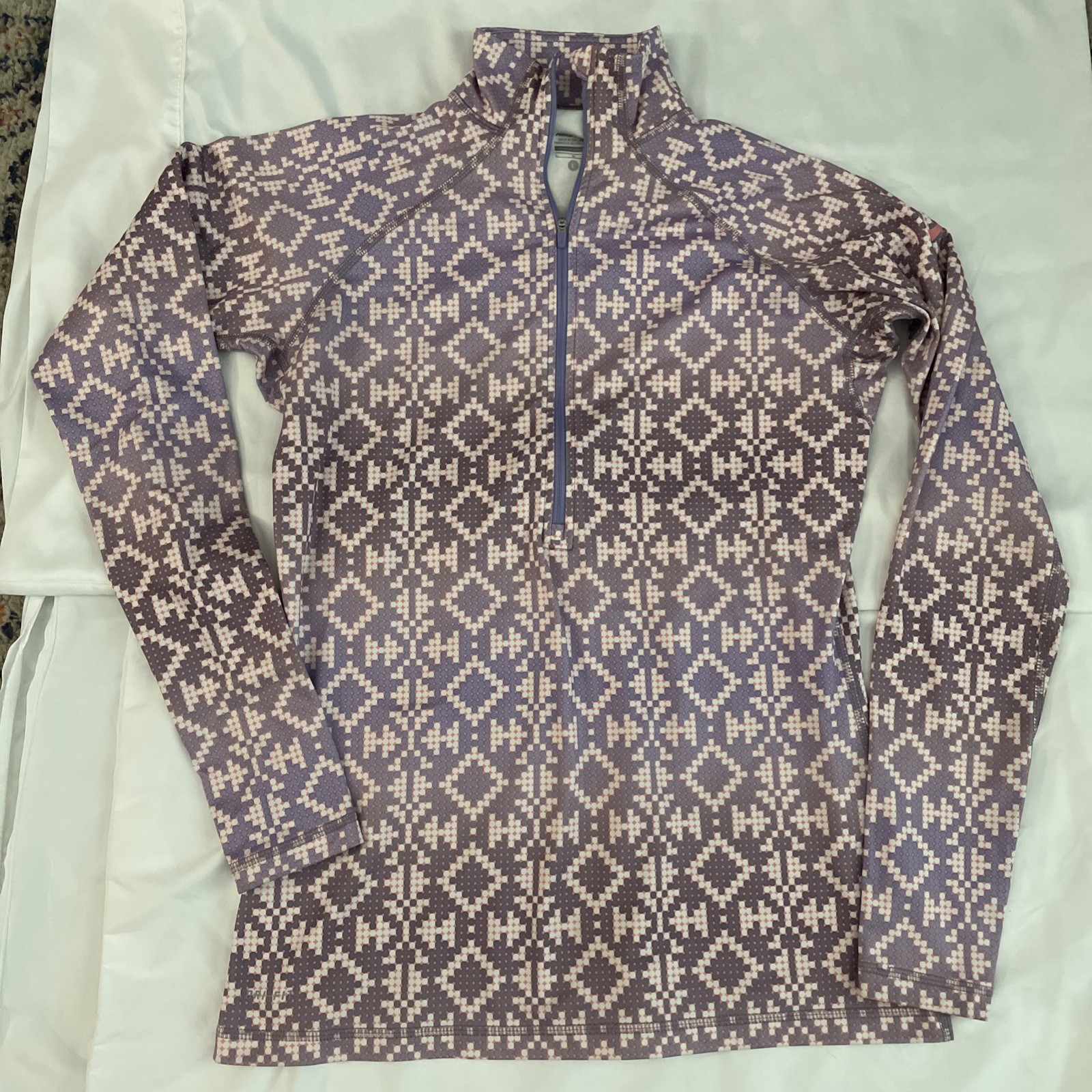 Nike Pro Women’s 1/4 Zip Pullover Top Size L Dri-Fit Orange Purple White LS EUC