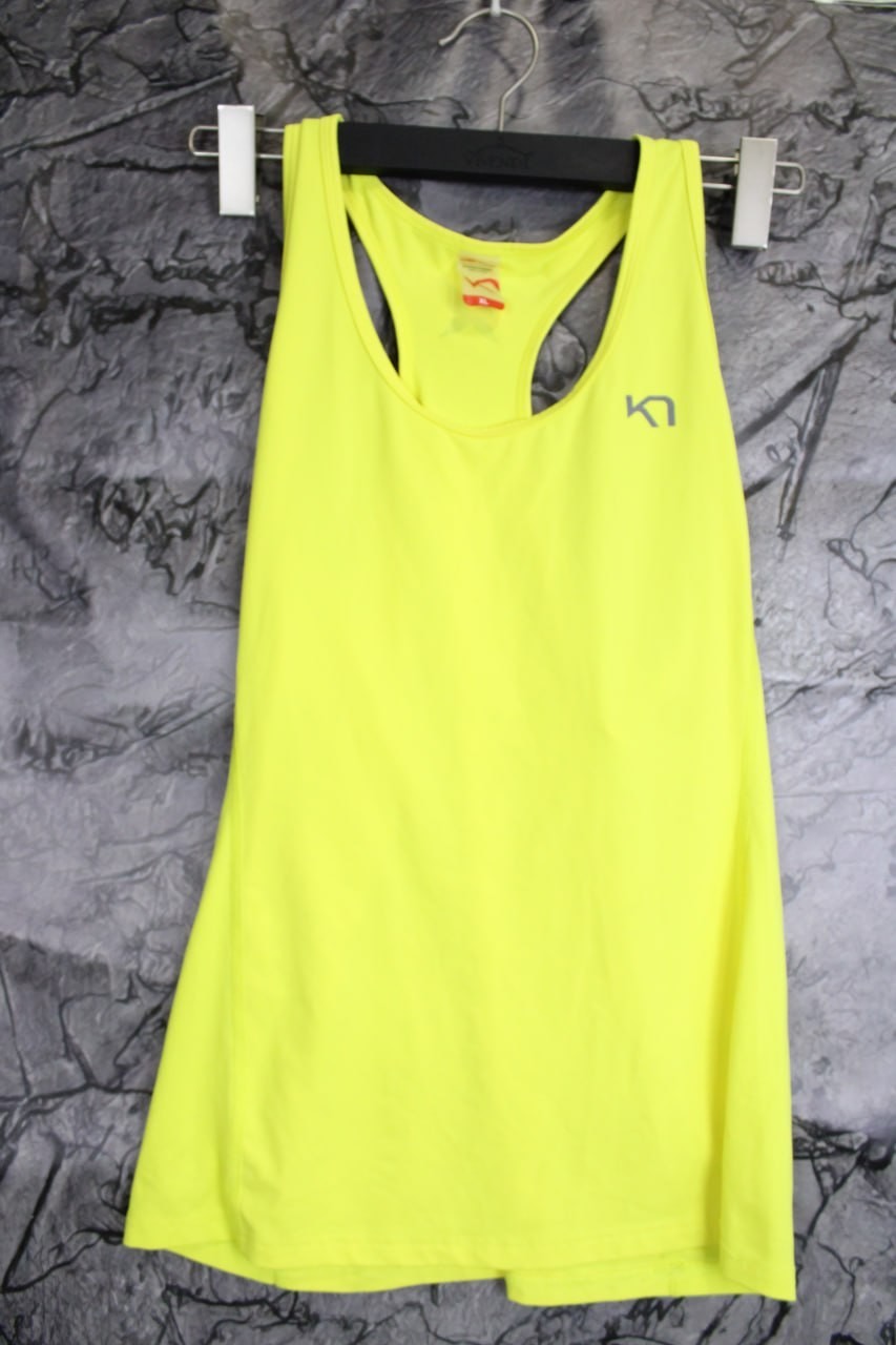 Kari Traa Neon Yellow Racerback Reflective Butterfly Graphic Tank Top Size XL