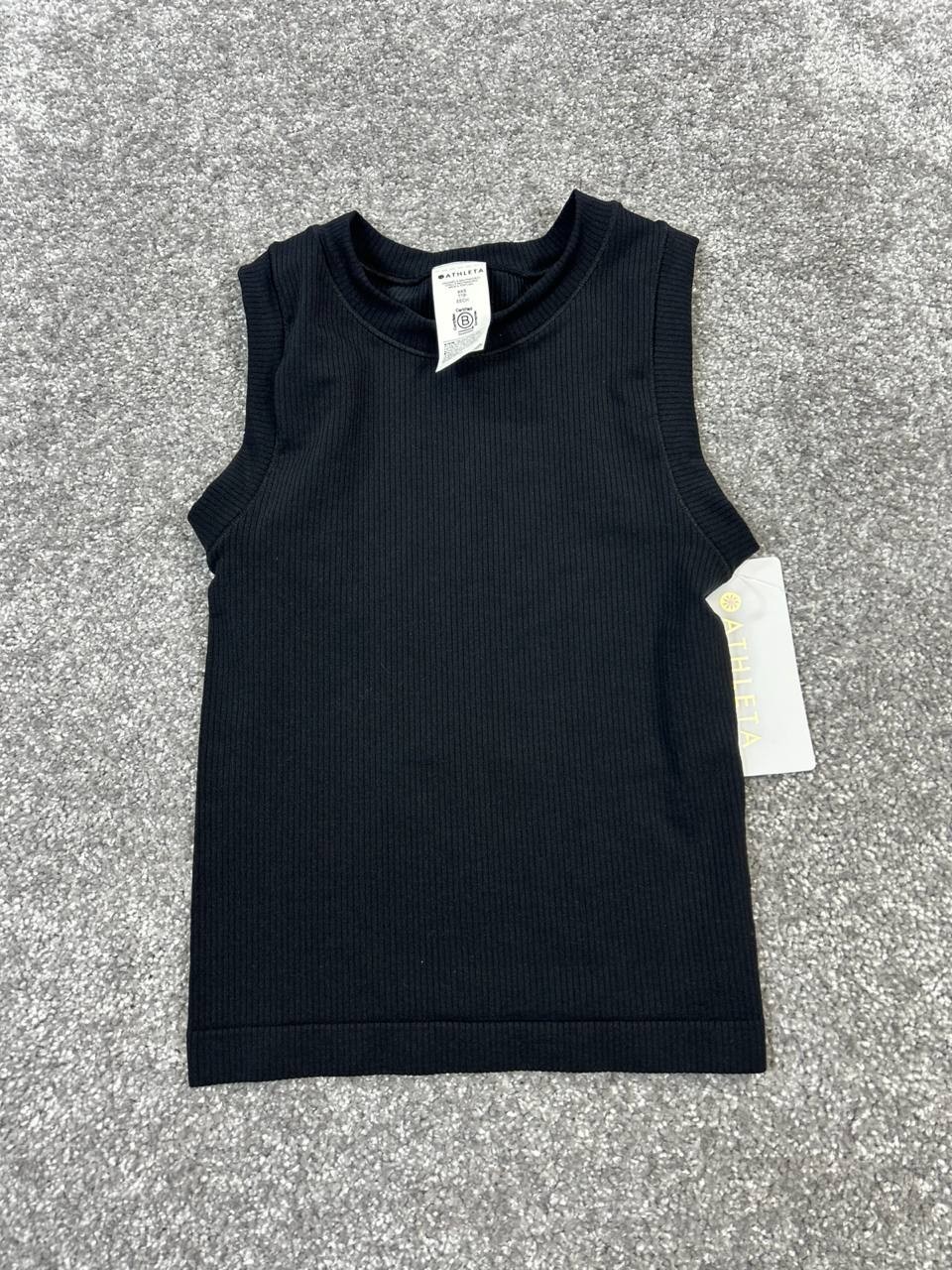 Athleta Shirt Womens Xxs Black Ribbed Knit Tank New